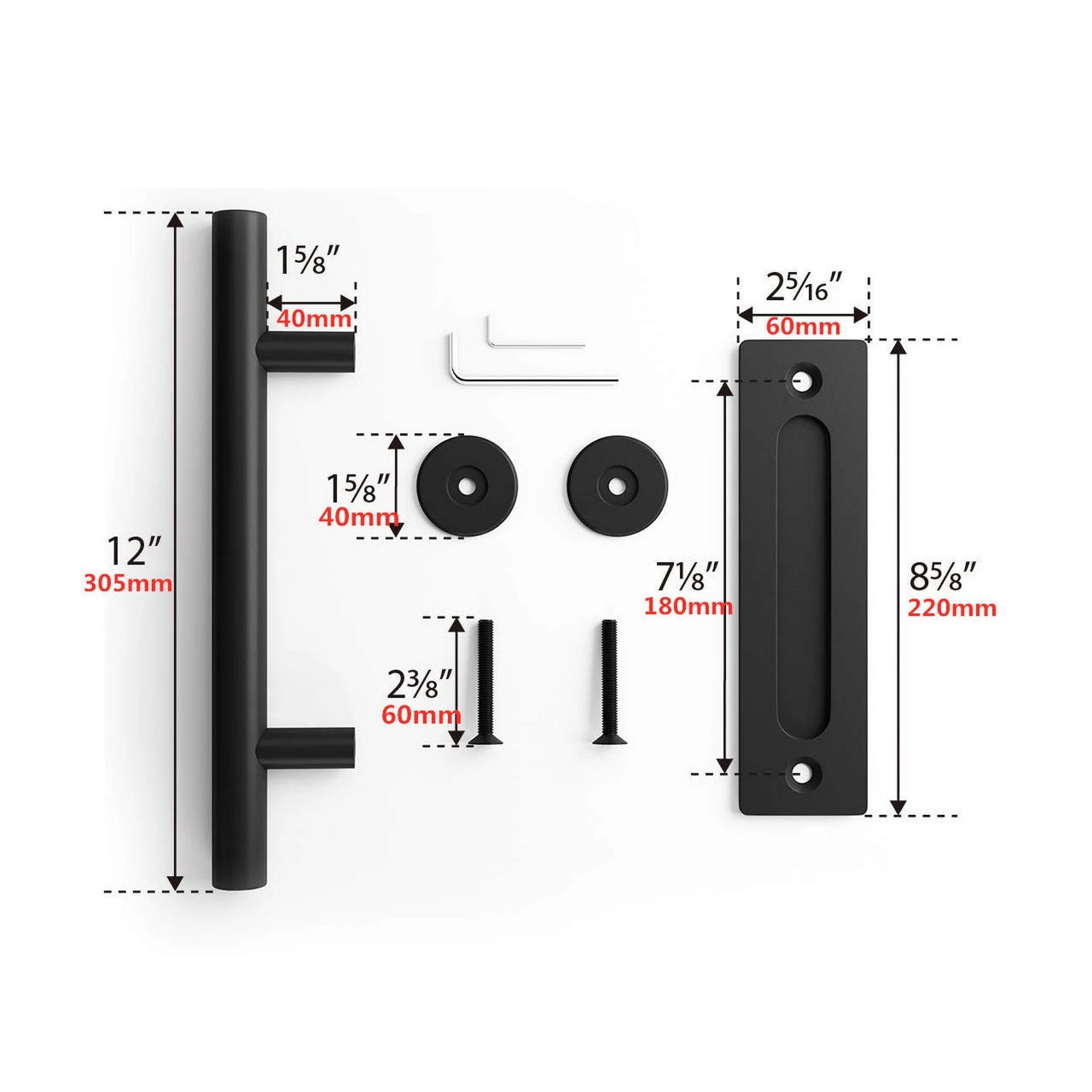 Barn Door Handle 12” - Black - Image 8