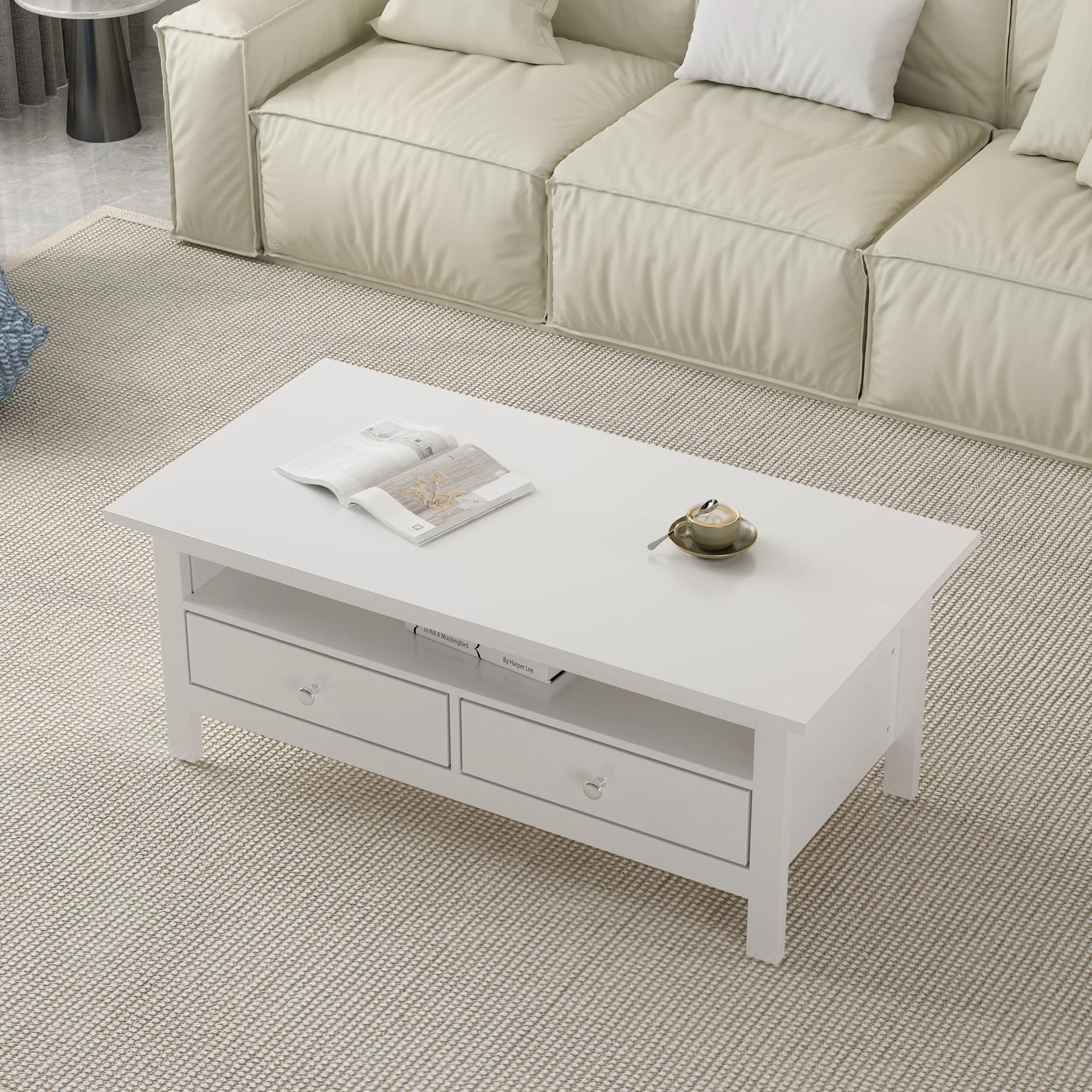 Barrett Rectangular Coffee Table - White - Image 3