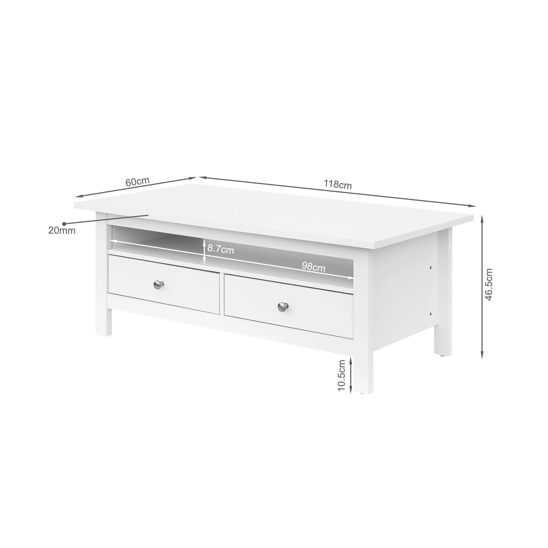 Barrett Rectangular Coffee Table - White - Image 9