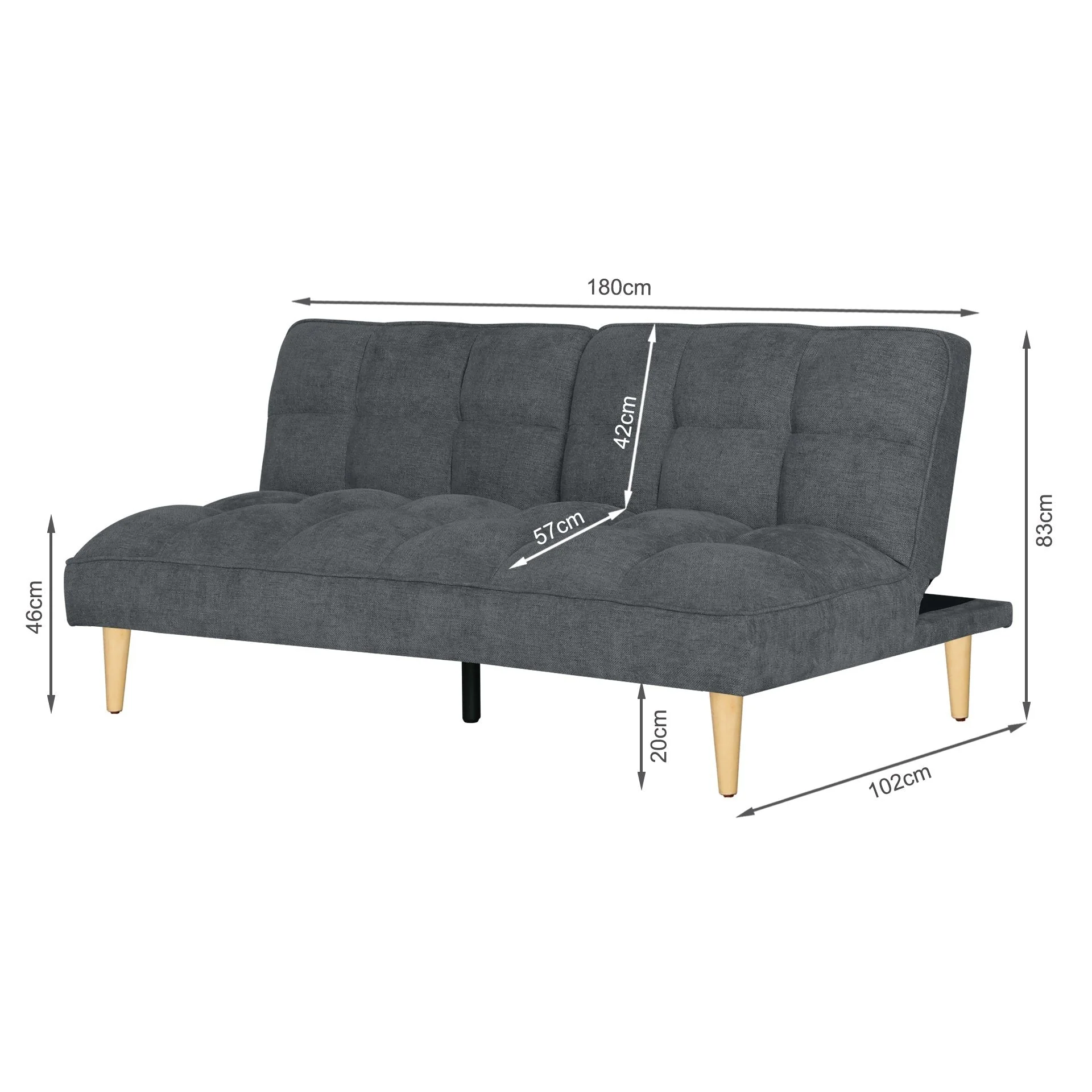 Barton 3 Seater Sofa Bed - Dark Grey - Image 13