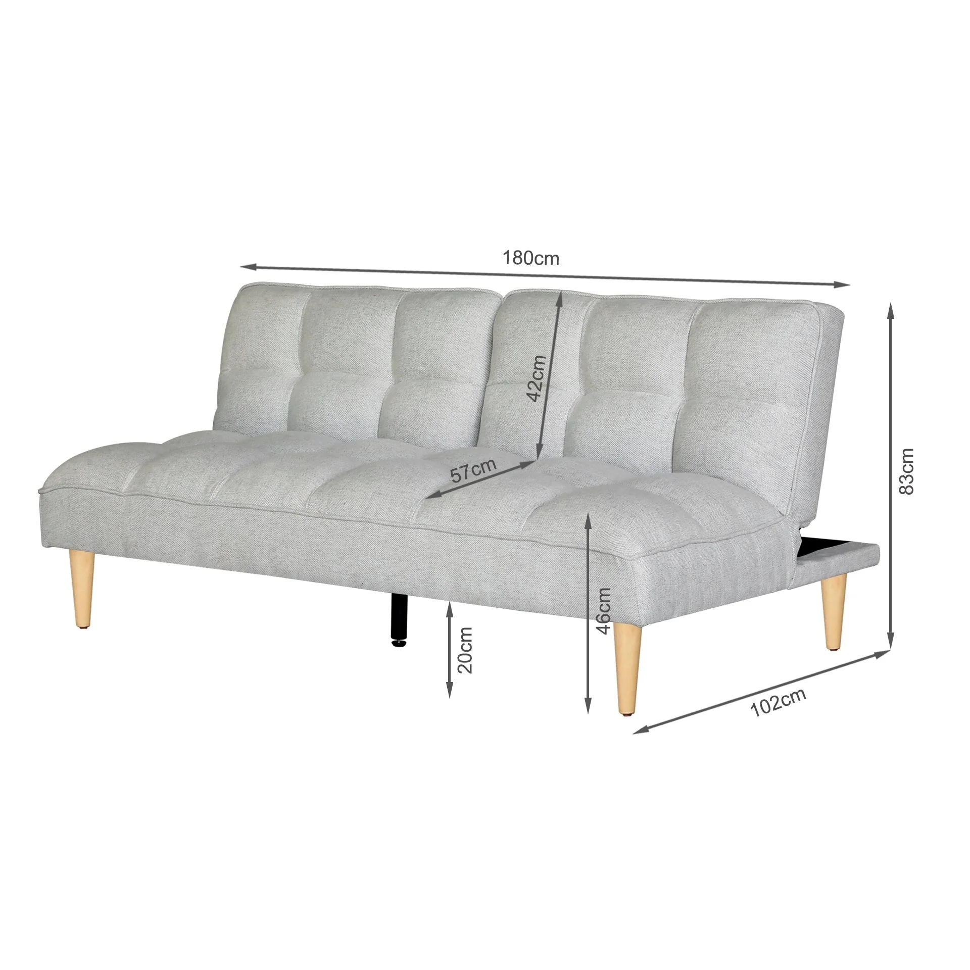 Barton 3 Seater Sofa Bed - Light Grey - Image 14