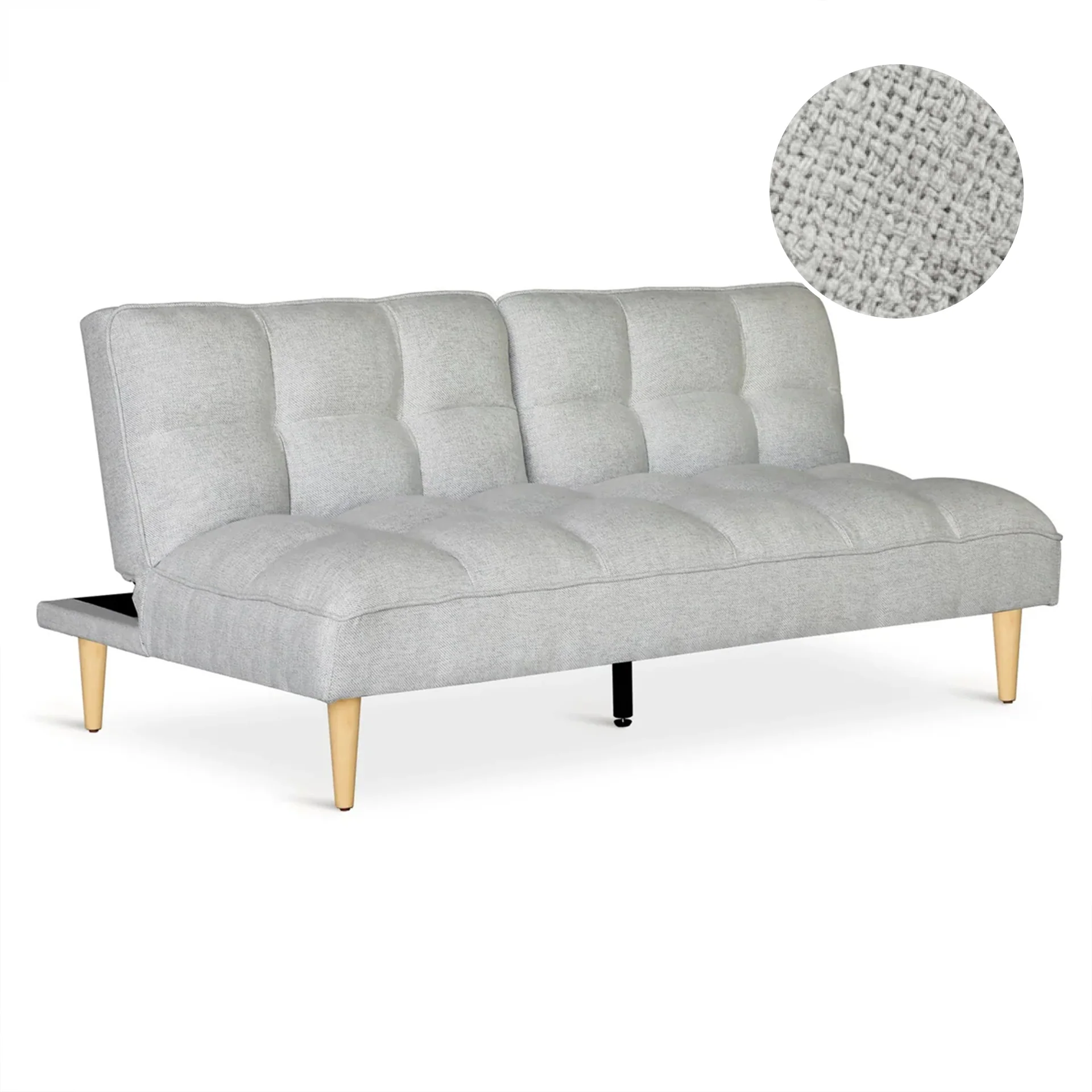 Barton 3 Seater Sofa Bed - Light Grey - Image 8