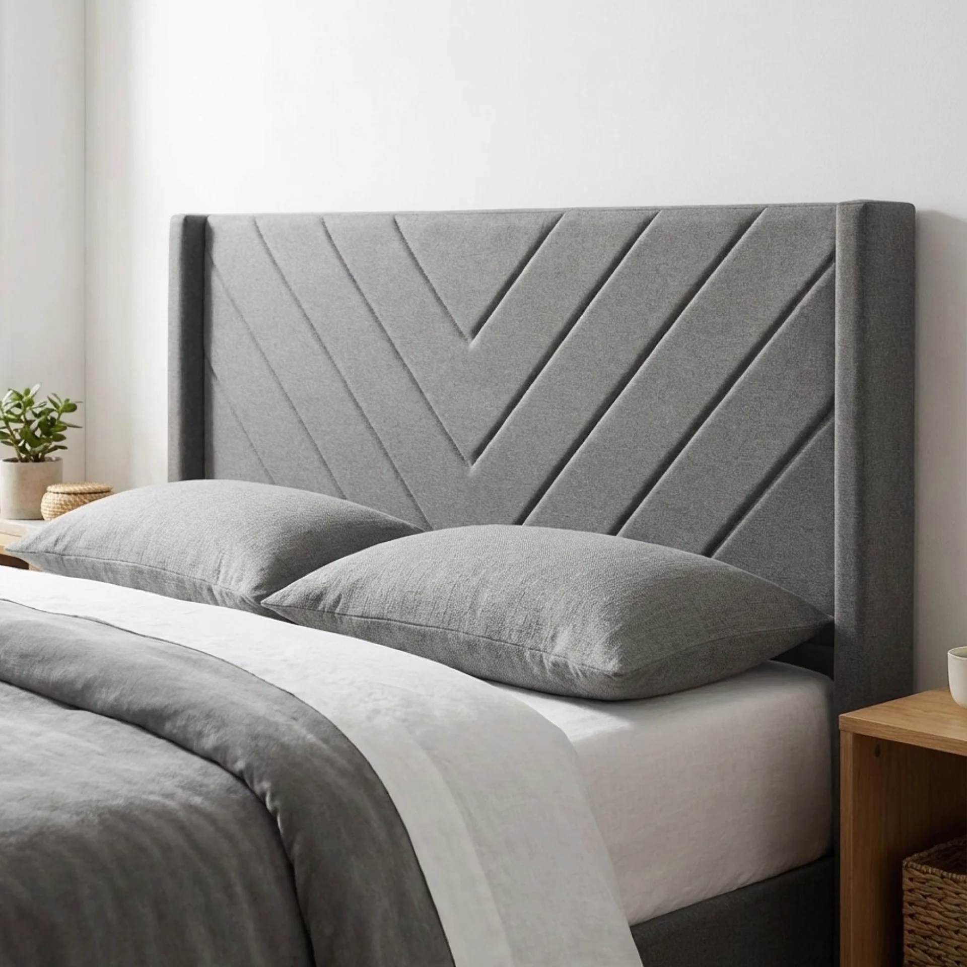 Bassie Double Bed Frame - Light Grey - Image 7