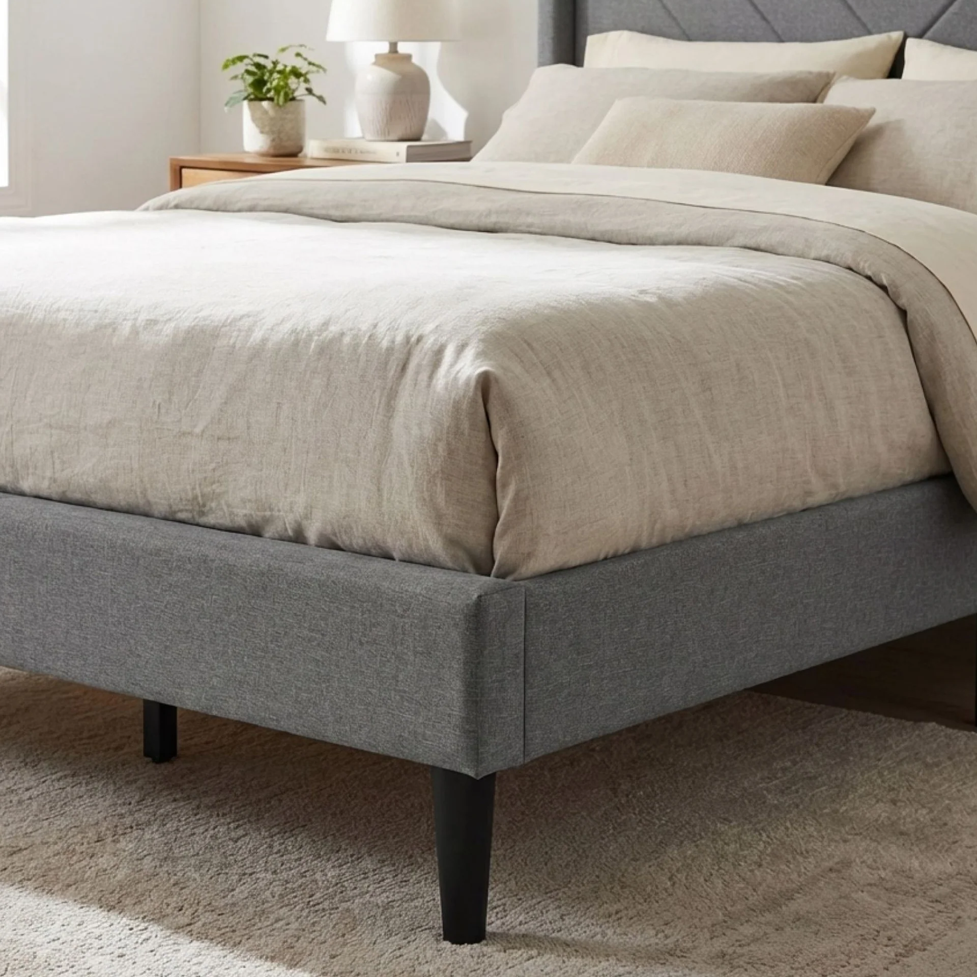 Bassie Double Bed Frame - Light Grey - Image 8