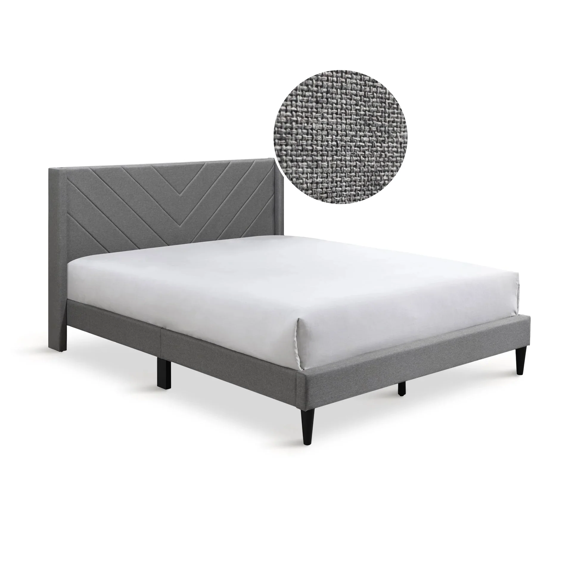 Bassie Double Bed Frame - Light Grey - Image 9