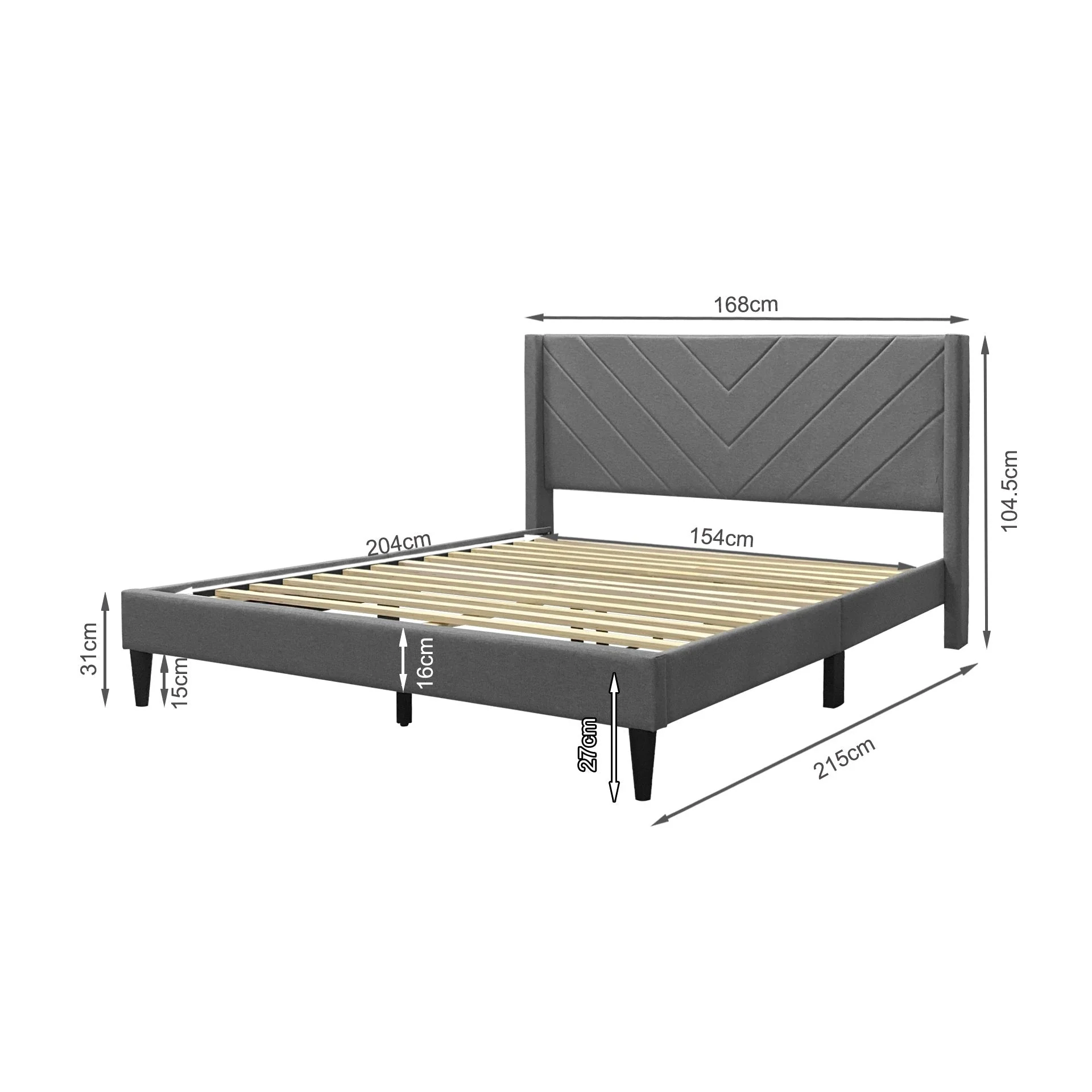 Bassie Queen Bed Frame - Light Grey - Image 12