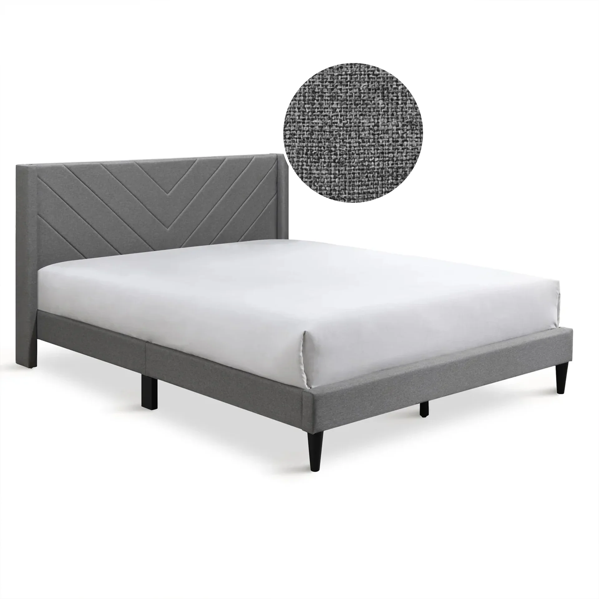 Bassie Queen Bed Frame - Light Grey - Image 6