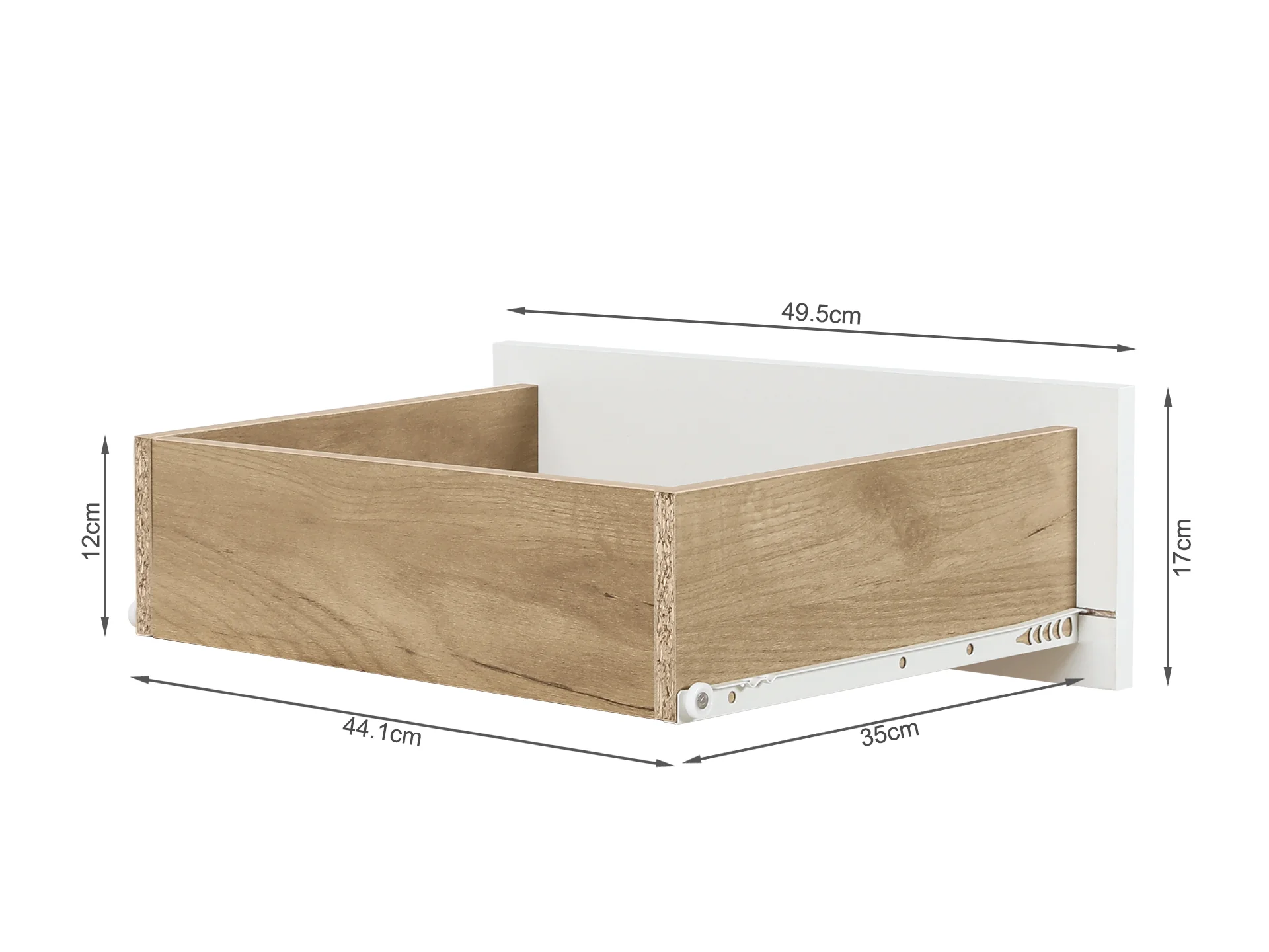 Bedside Table with 2 Drawers - Oak + White - Image 3