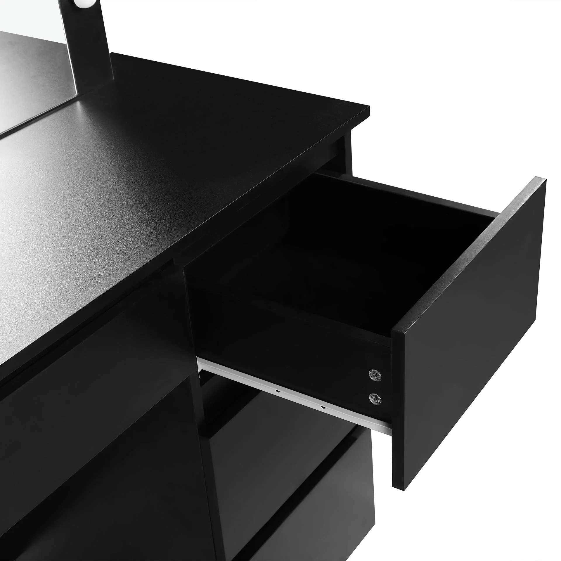 Begonia 2 Piece Dressing Table with Mirror & Stool Set - BLACK - Image 12