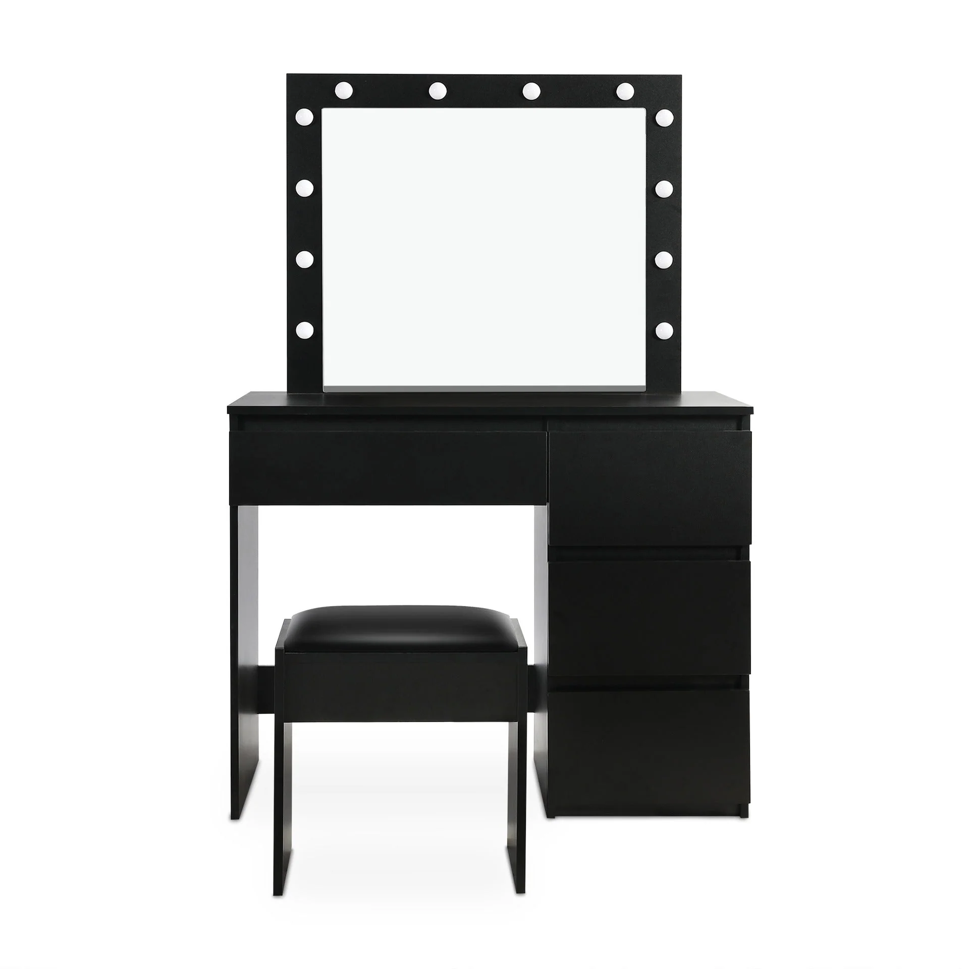 Begonia 2 Piece Dressing Table with Mirror & Stool Set - BLACK - Image 8