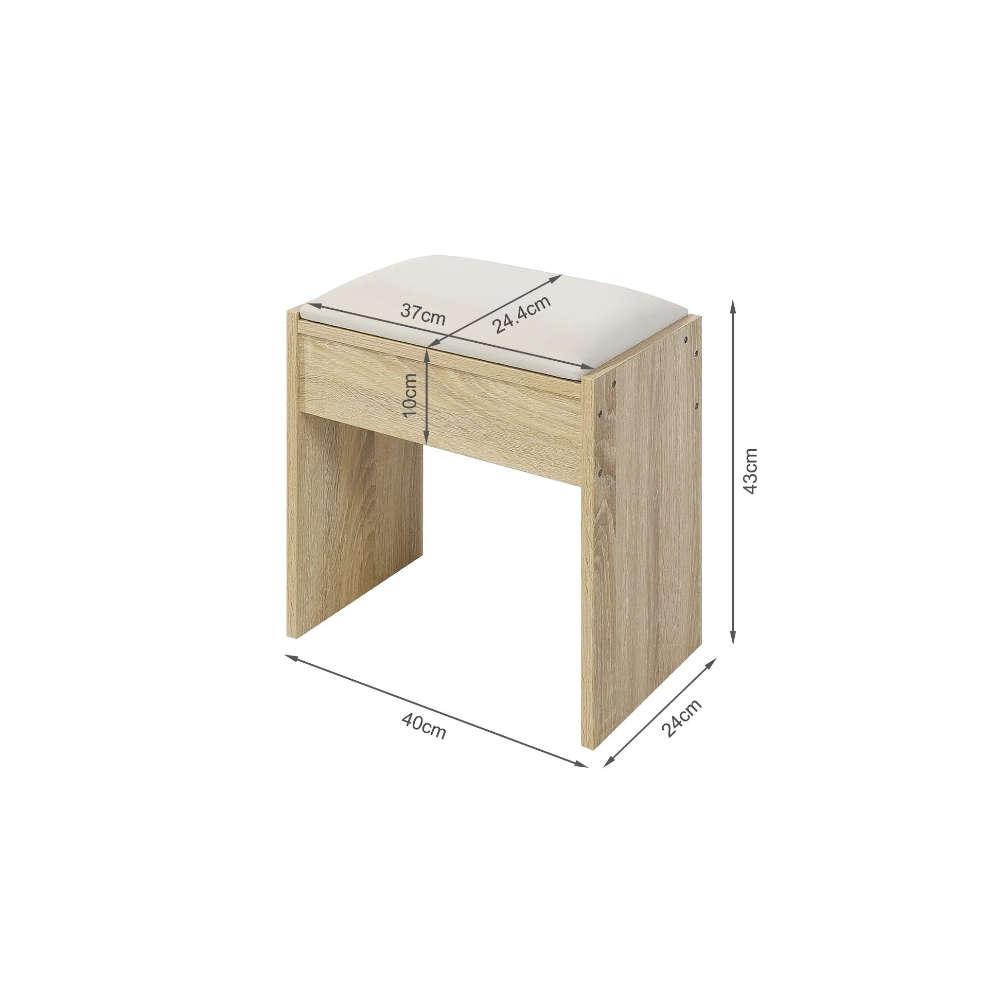 Begonia 2 Piece Dressing Table with Mirror & Stool Set - Oak - Image 15