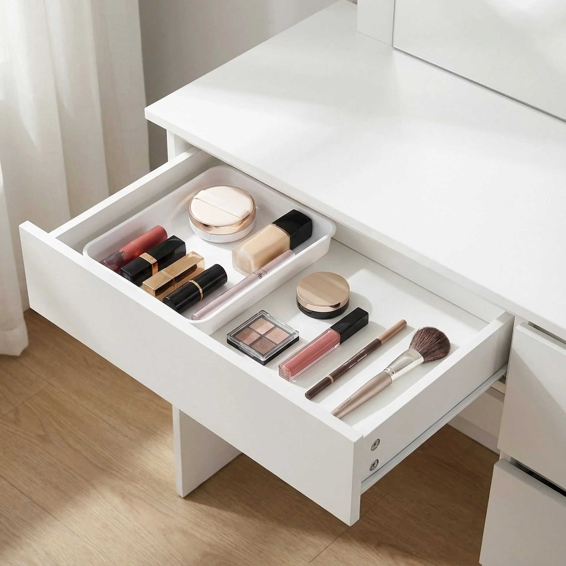 Begonia 2 Piece Dressing Table with Mirror & Stool Set - White - Image 3