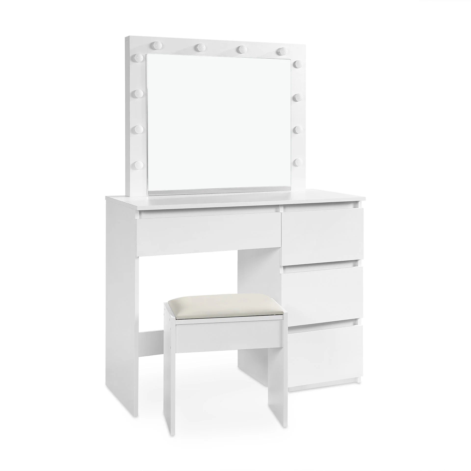 Begonia 2 Piece Dressing Table with Mirror & Stool Set - White - Image 9