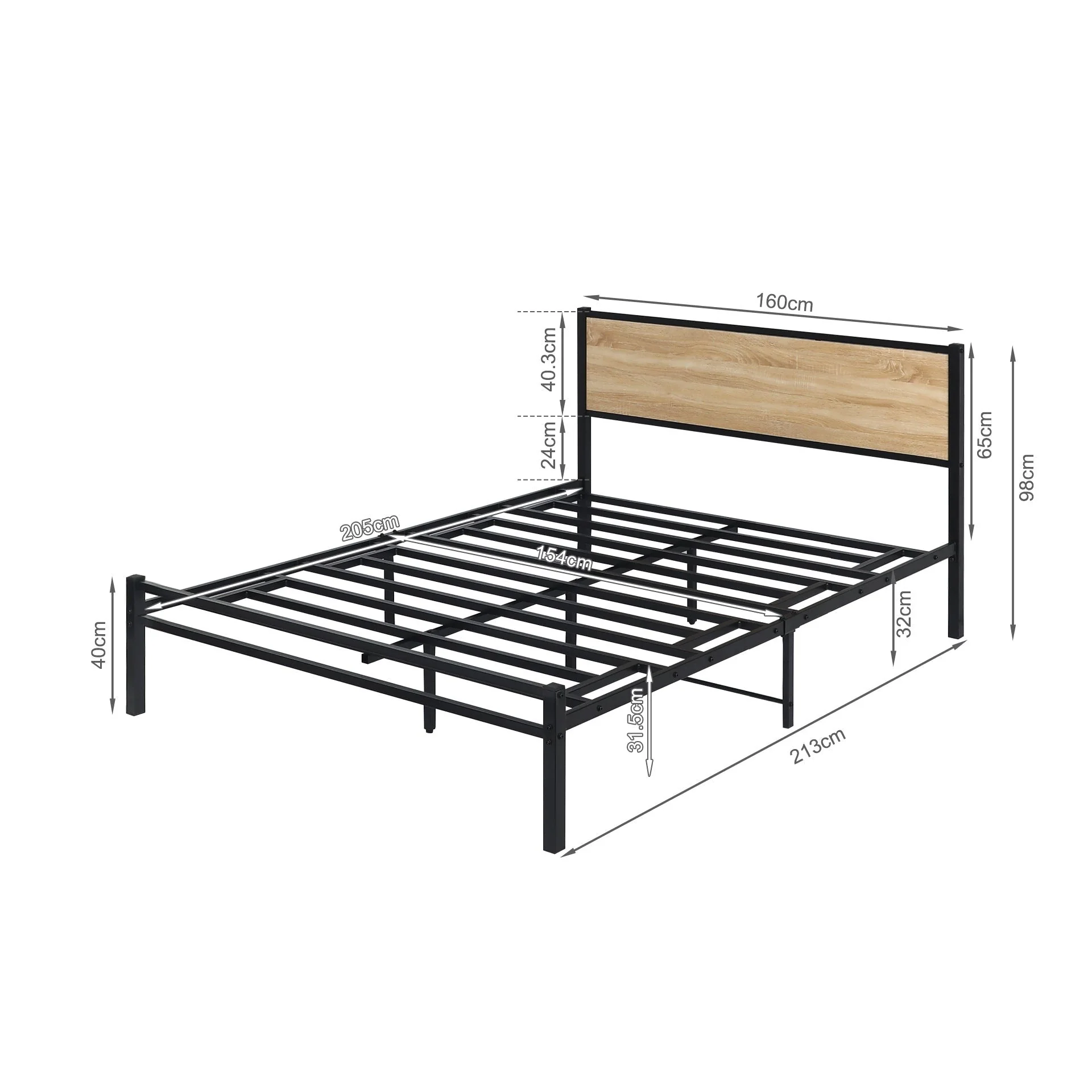 Bella Queen Bed Frame - Oak + Black - Image 9