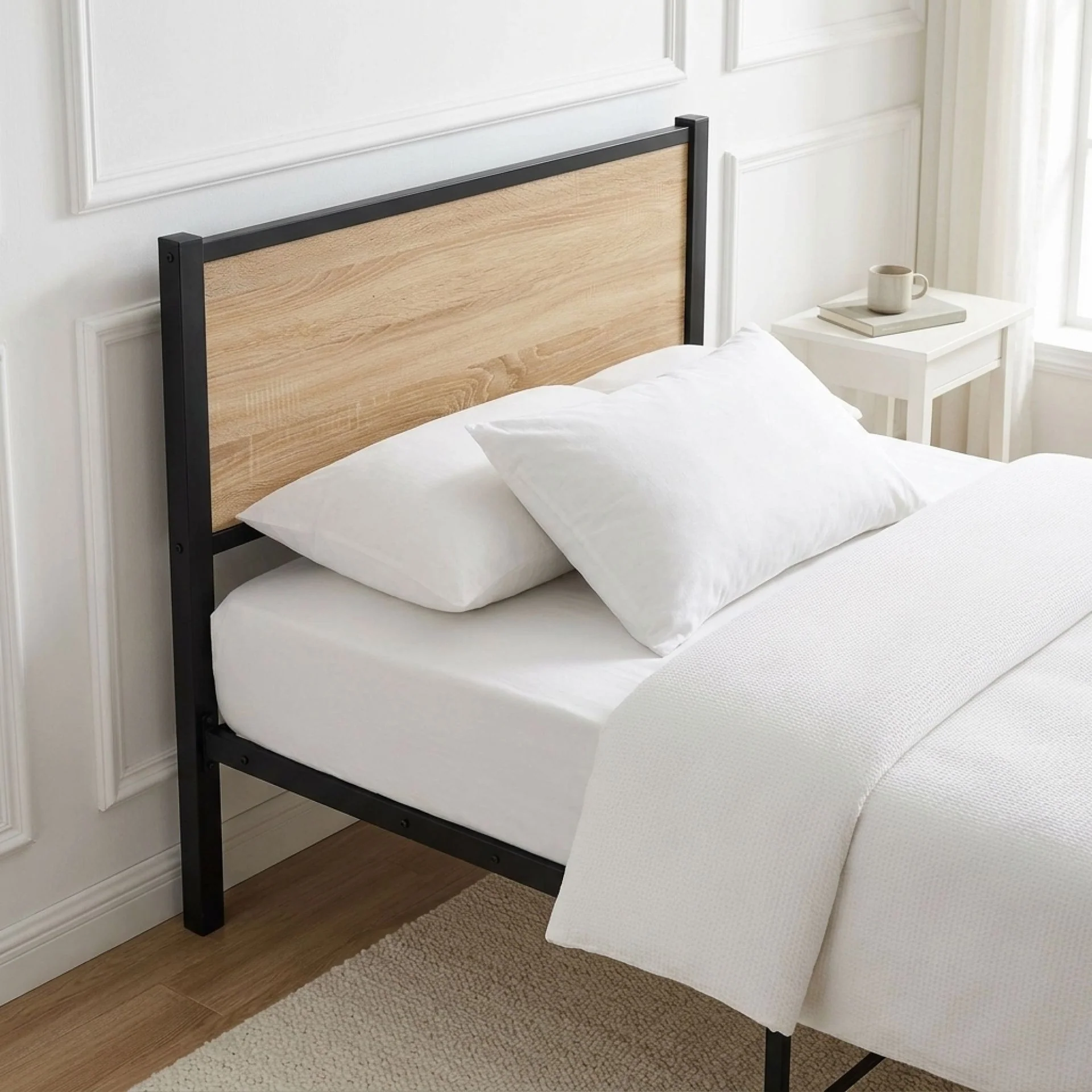 Bella Single Bed Frame - Oak + Black - Image 4