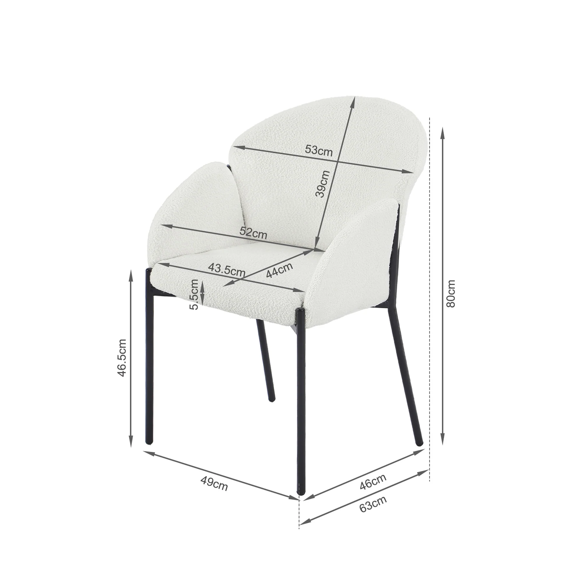 Bellamy Boucle Dining ArmChairs - Set of 2 - Off White - Image 10