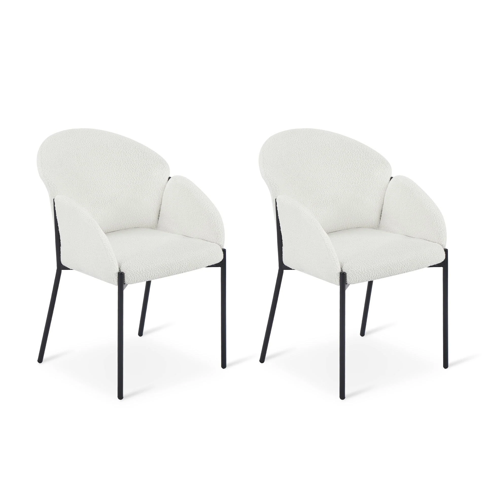 Bellamy Boucle Dining ArmChairs - Set of 2 - Off White - Image 5