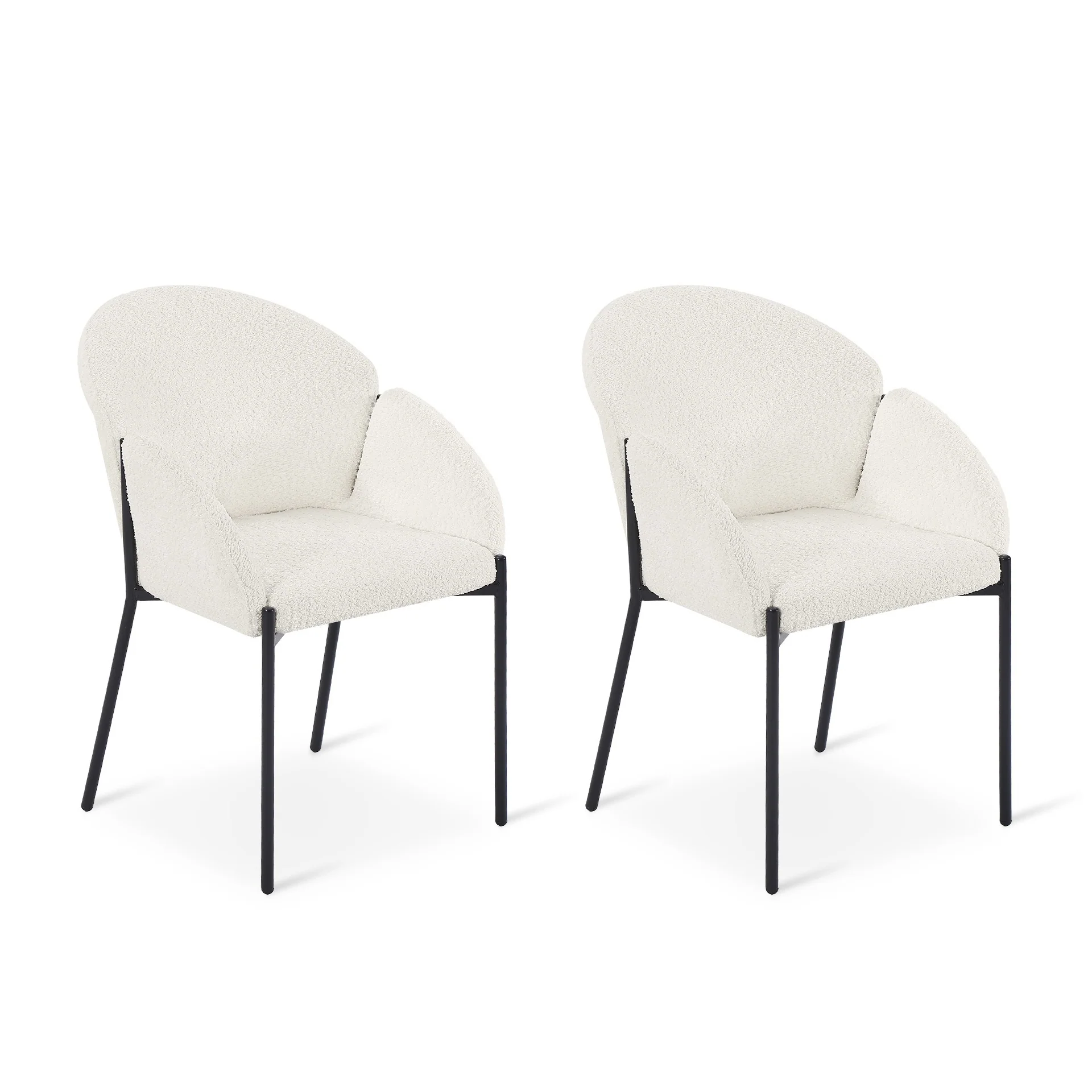Bellamy Boucle Dining ArmChairs - Set of 2 - Milky White - Image 10