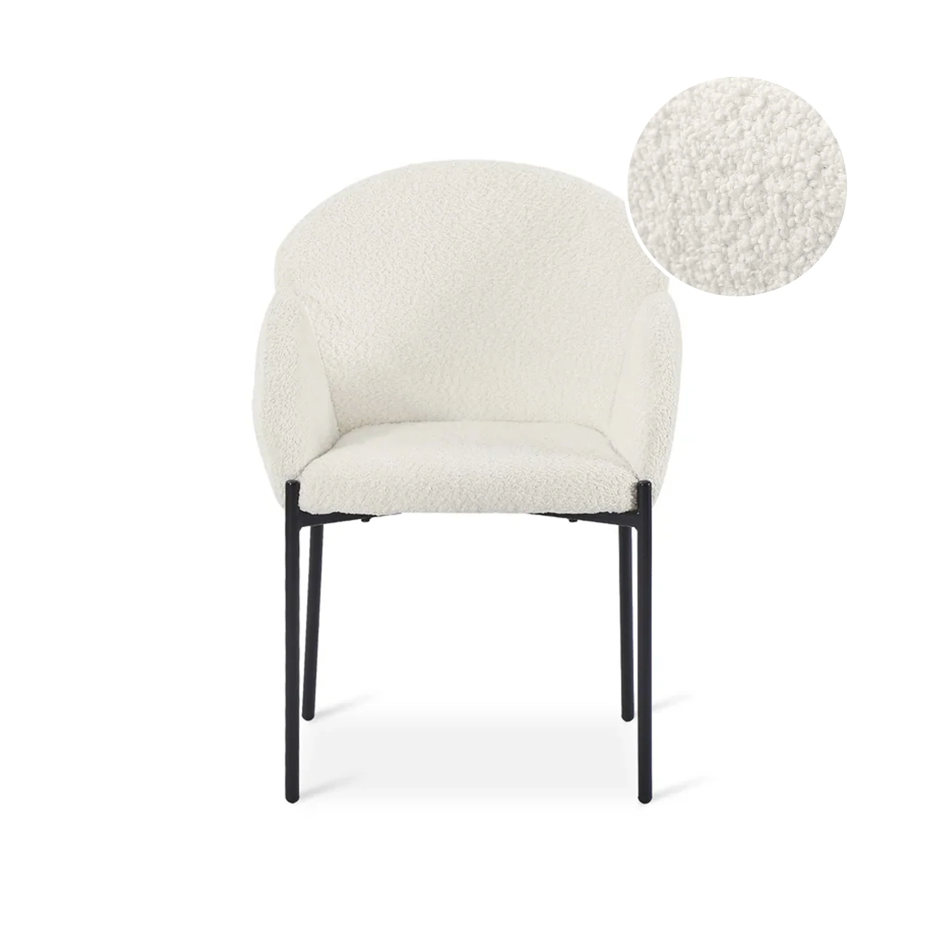 Bellamy Boucle Dining ArmChairs - Set of 2 - Milky White - Image 11