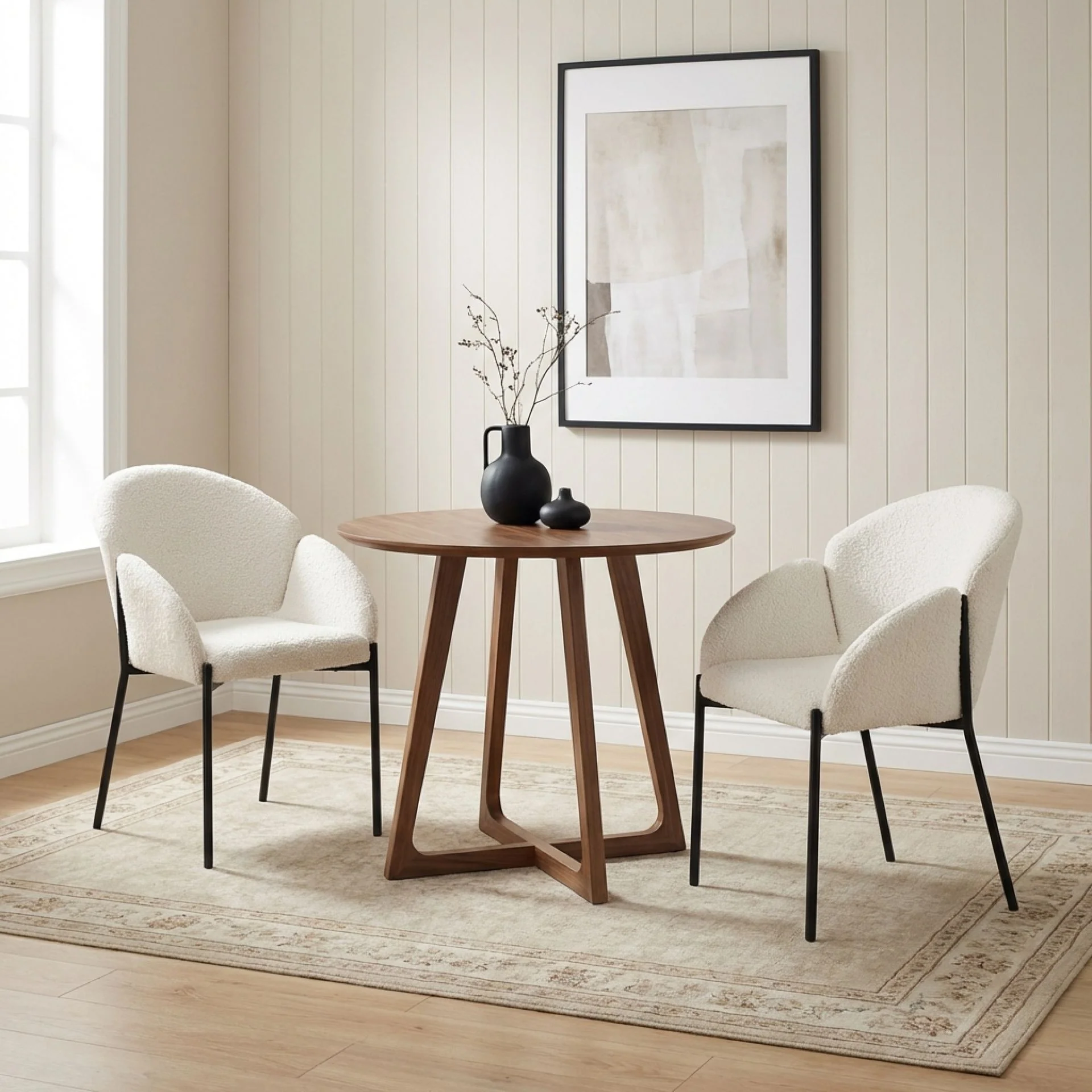 Bellamy Boucle Dining ArmChairs - Set of 2 - Milky White - Image 4
