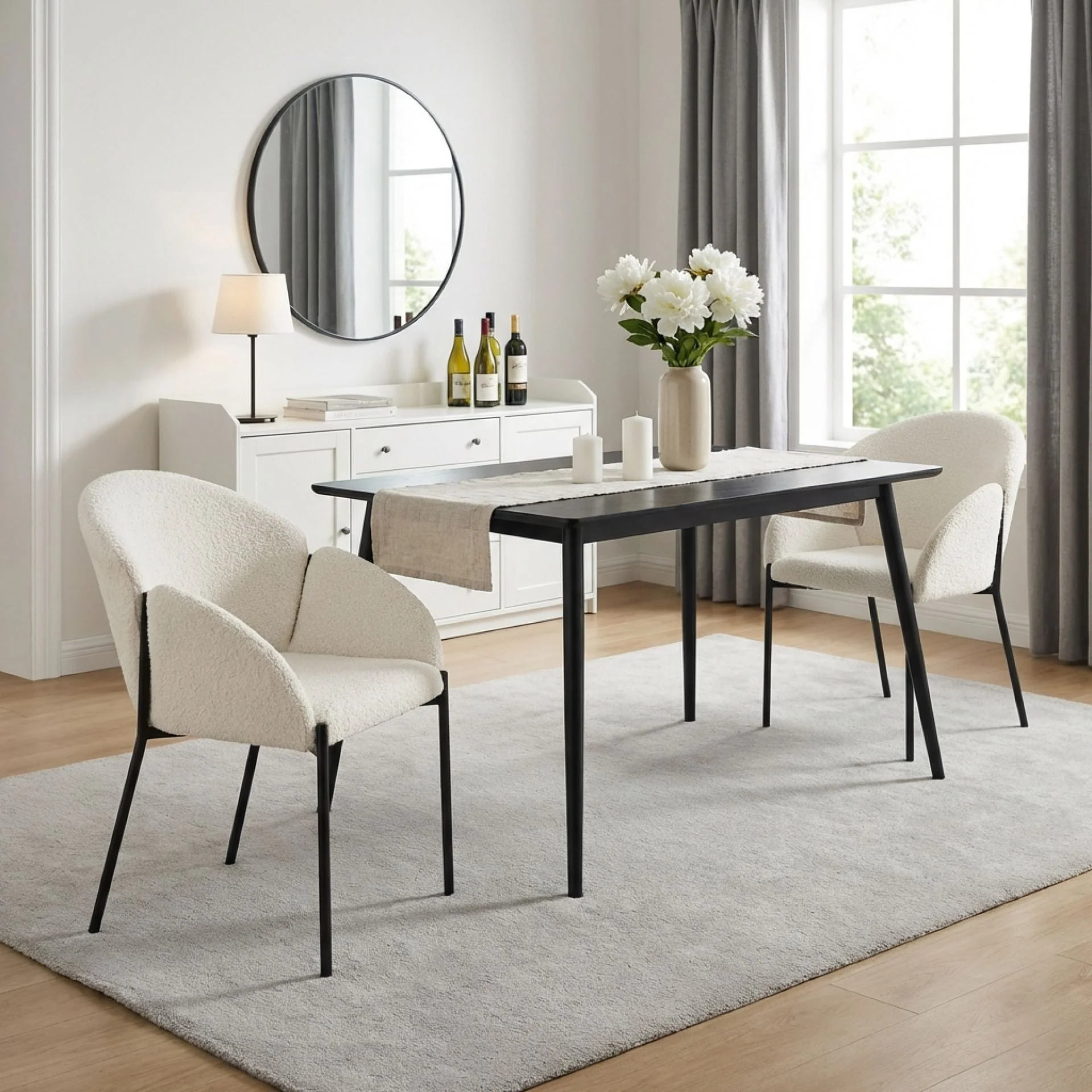 Bellamy Boucle Dining ArmChairs - Set of 2 - Milky White - Image 6