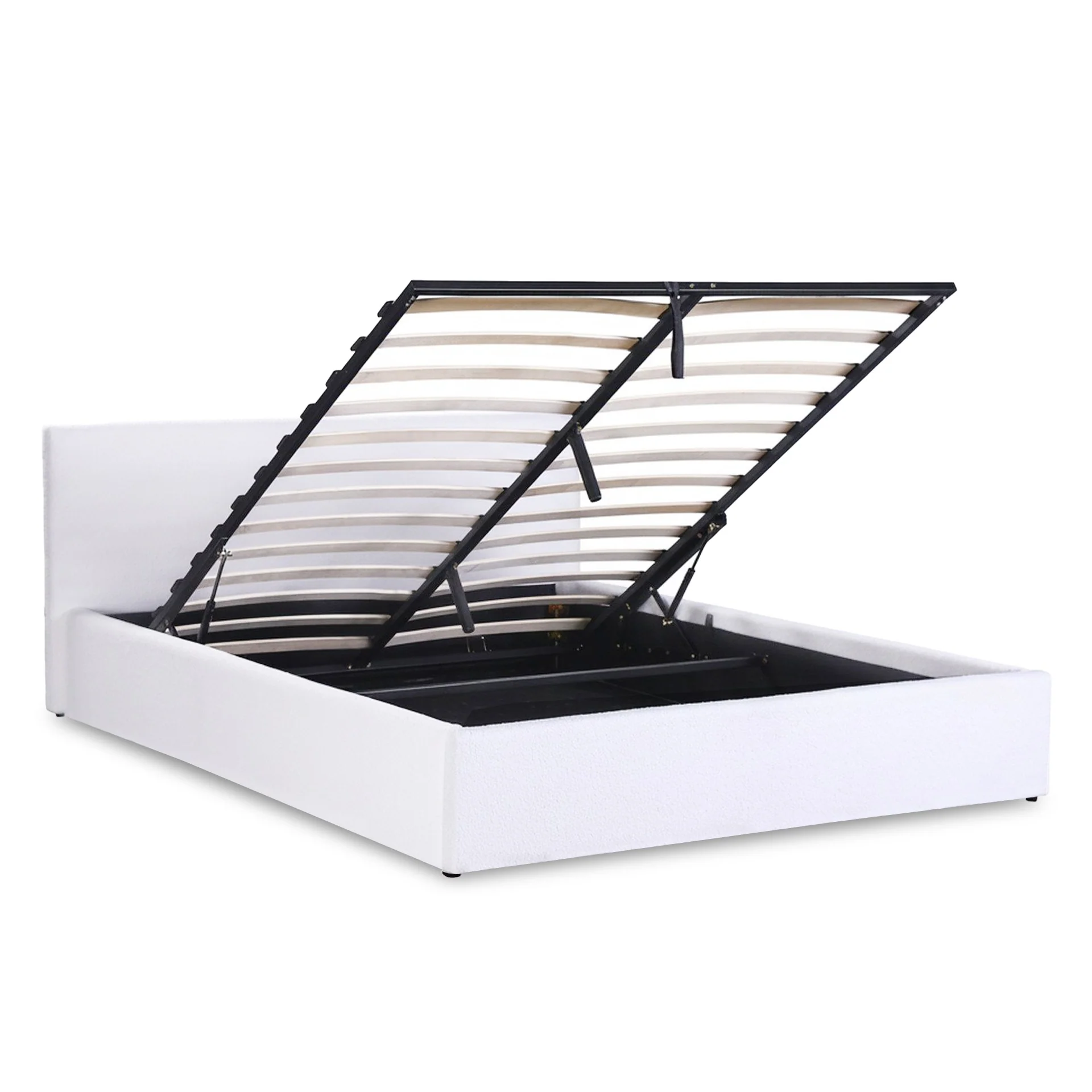Belo Boucle Queen Gas Lift Bed Frame - White - Image 8