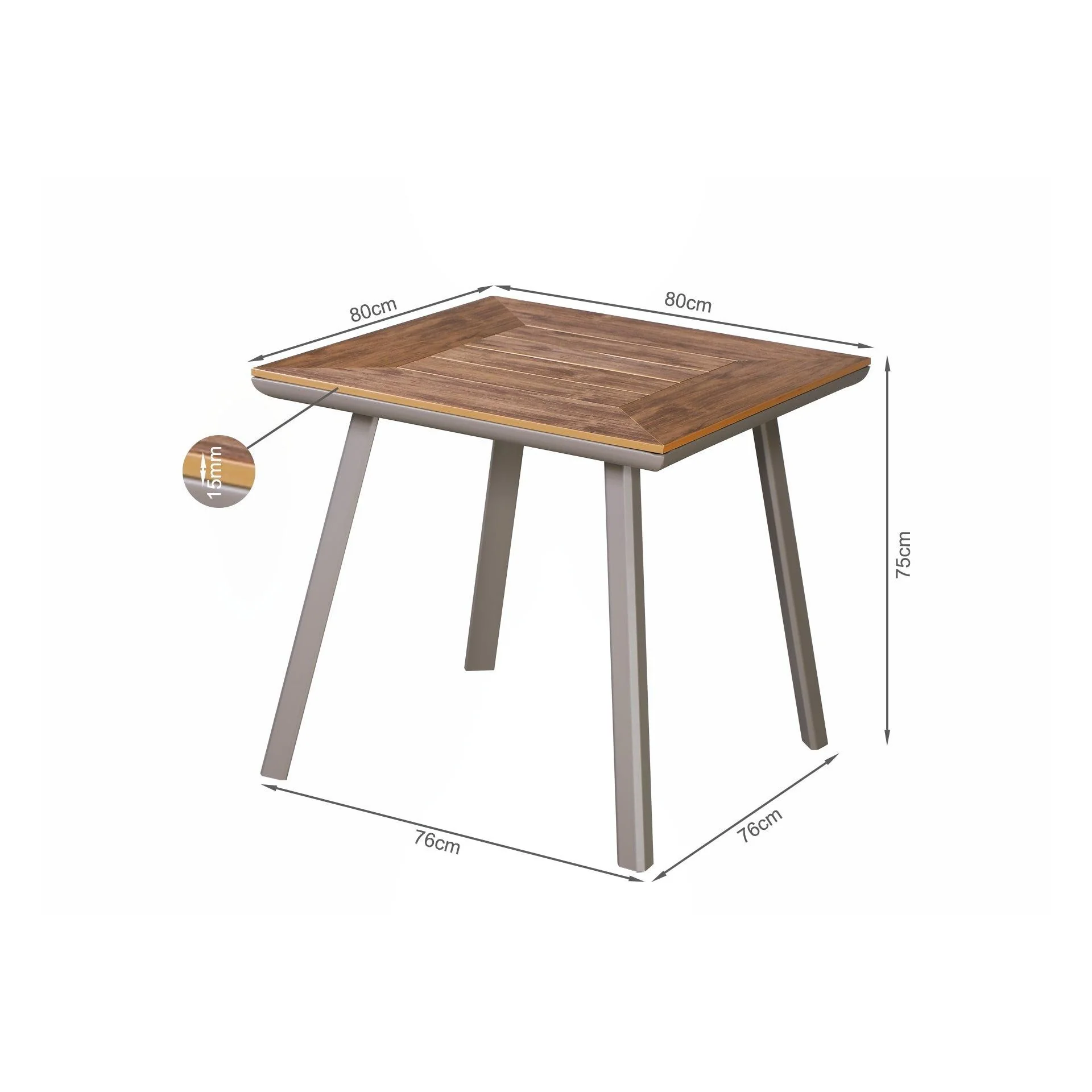 Benbecula 5 Piece Outdoor Dining Set - Natural - Image 6