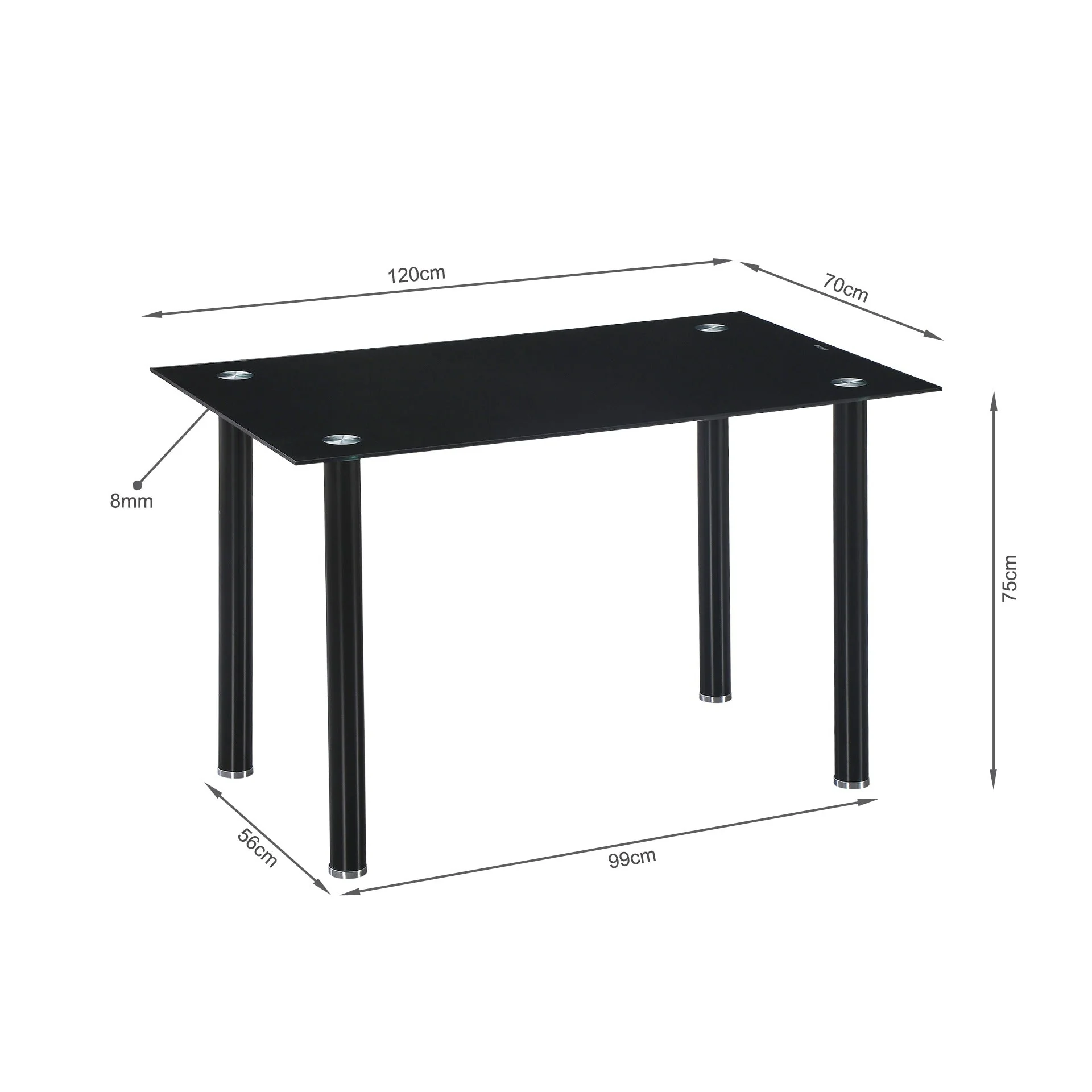 Benjamin 5 Piece 1.2m Dining Set - Black - Image 14