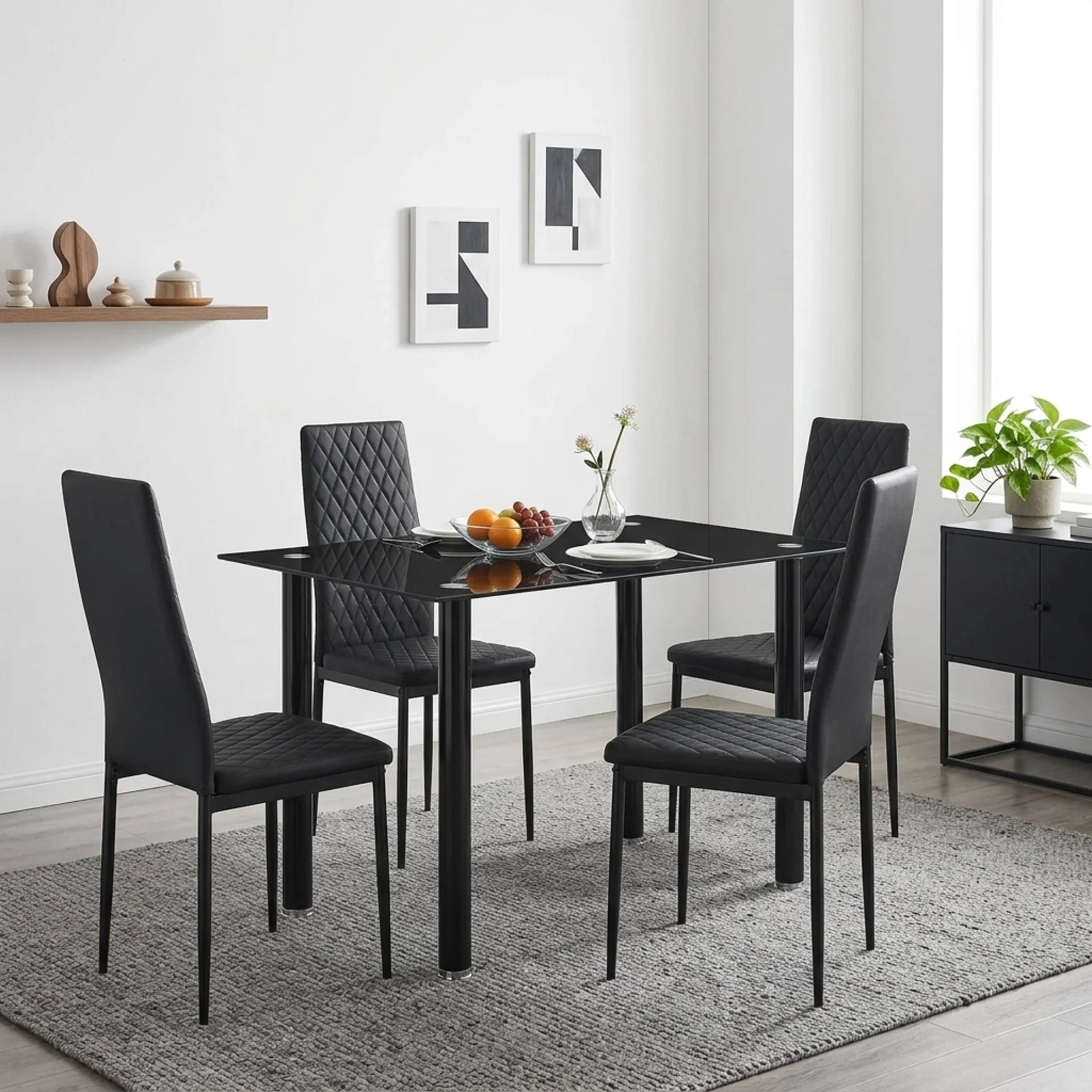 Benjamin 5 Piece 1.2m Dining Set - Black - Image 3