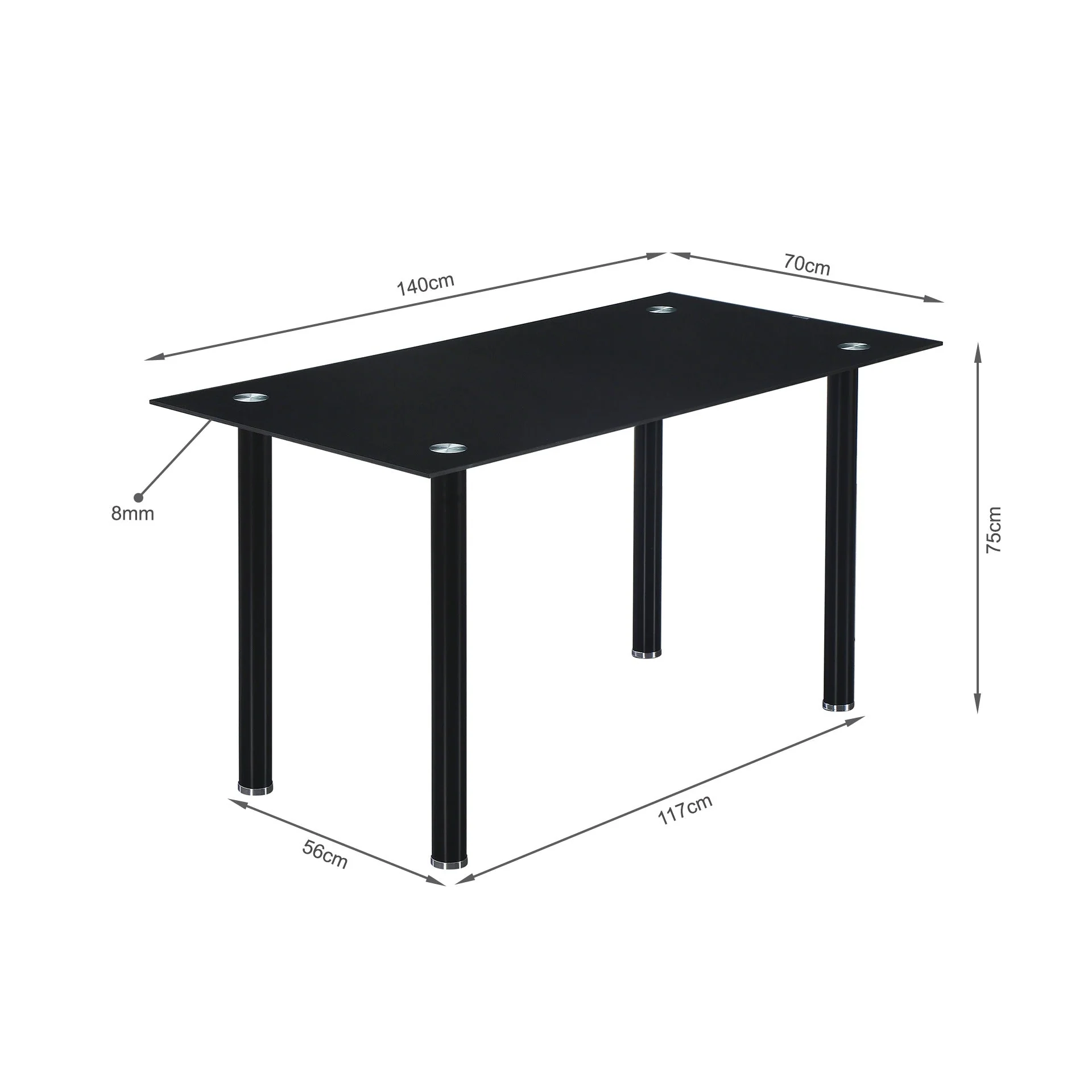Benjamin 5 Piece 1.4m Dining Set - Black - Image 14