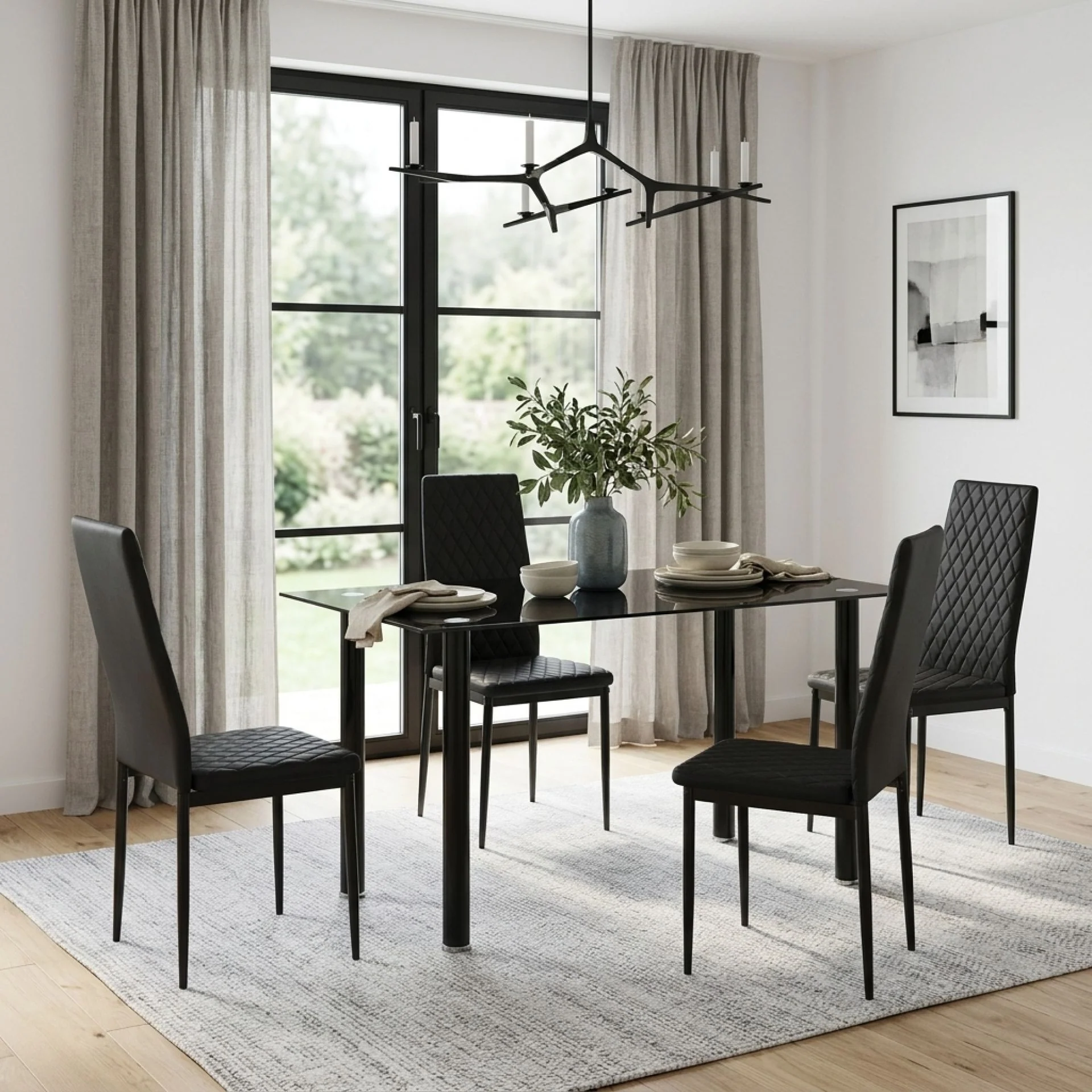 Benjamin 5 Piece 1.4m Dining Set - Black - Image 3