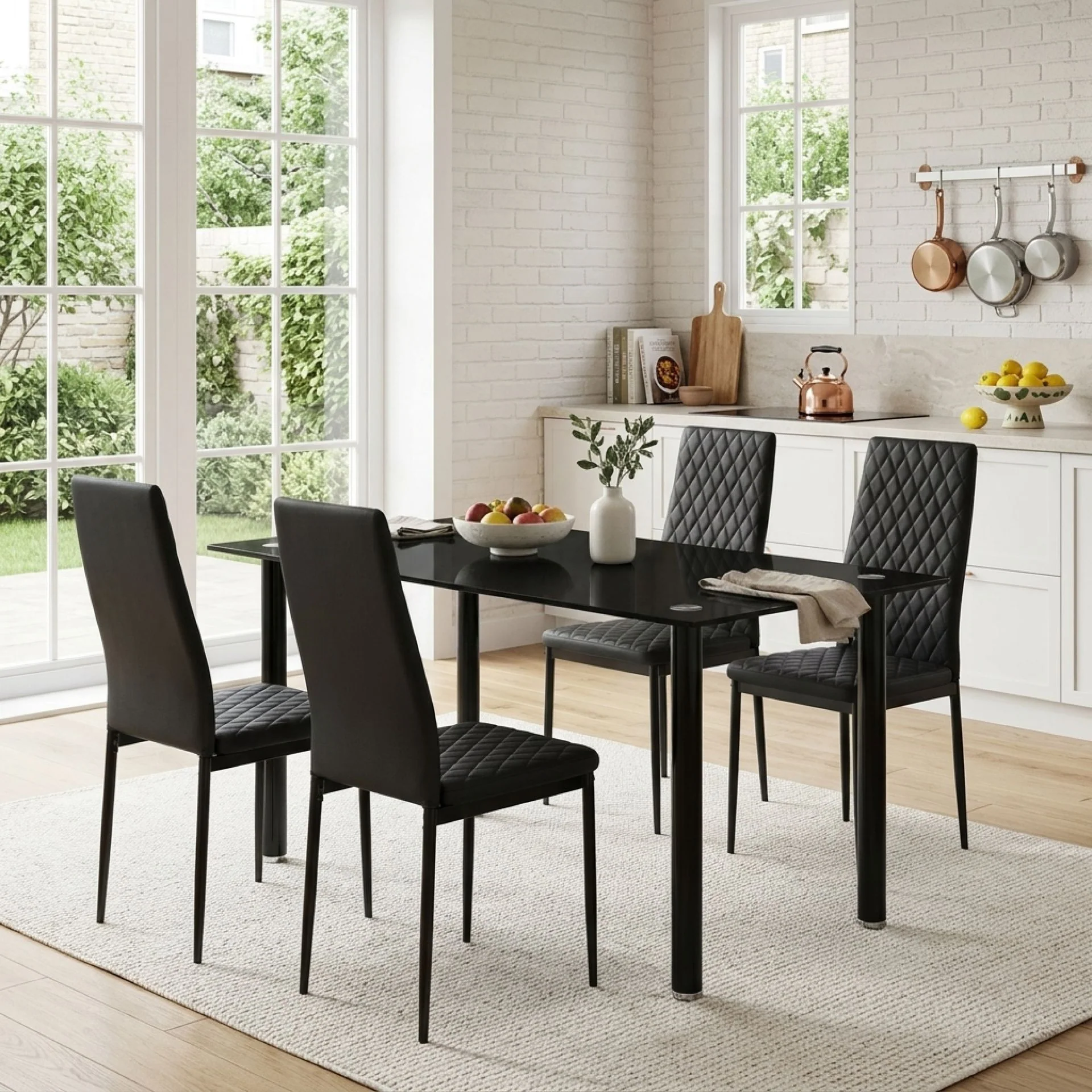 Benjamin 5 Piece 1.4m Dining Set - Black - Image 4