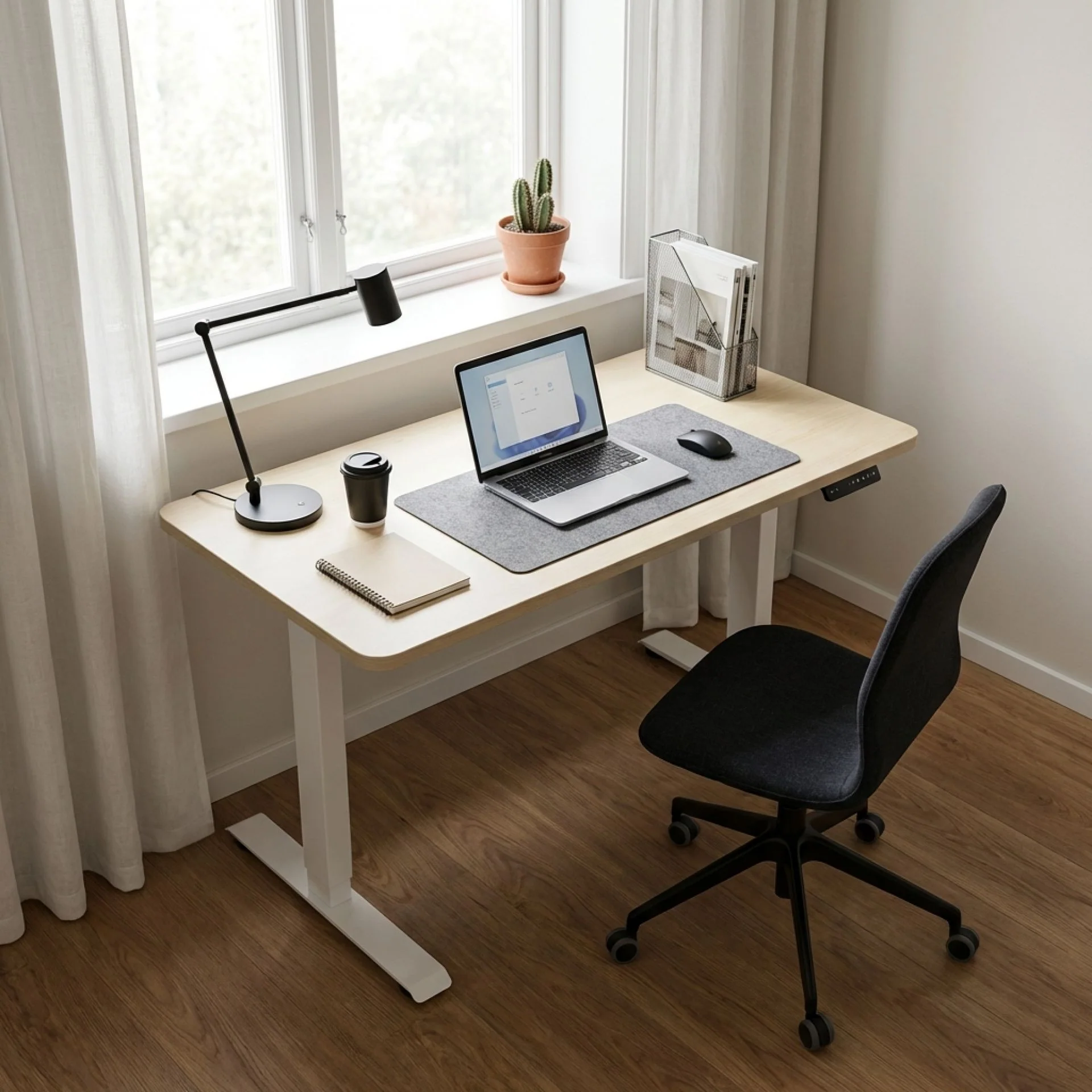 Bennie 120cm Dual Motor Electric Standing Desk - Beige - Image 2