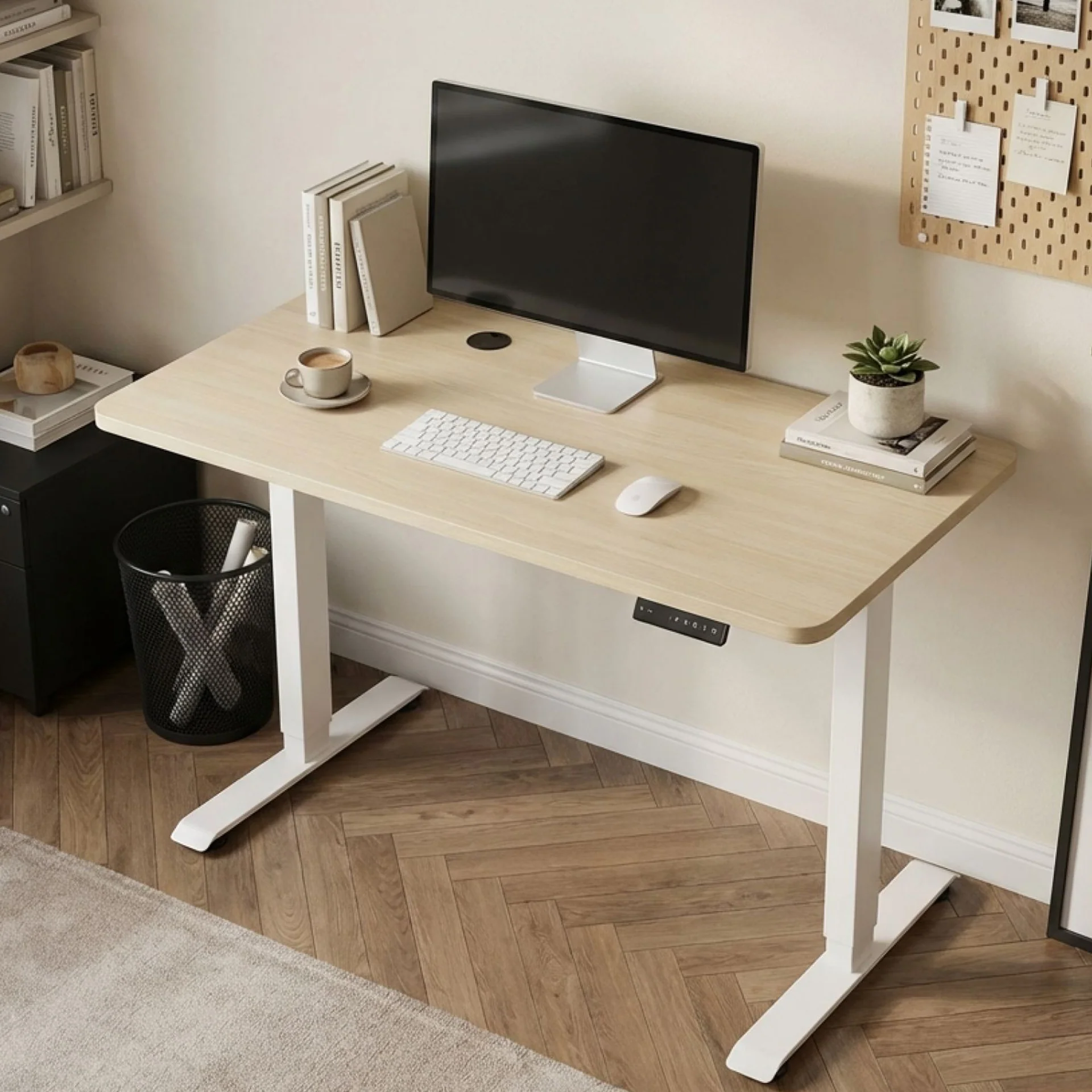 Bennie 120cm Dual Motor Electric Standing Desk - Beige - Image 3