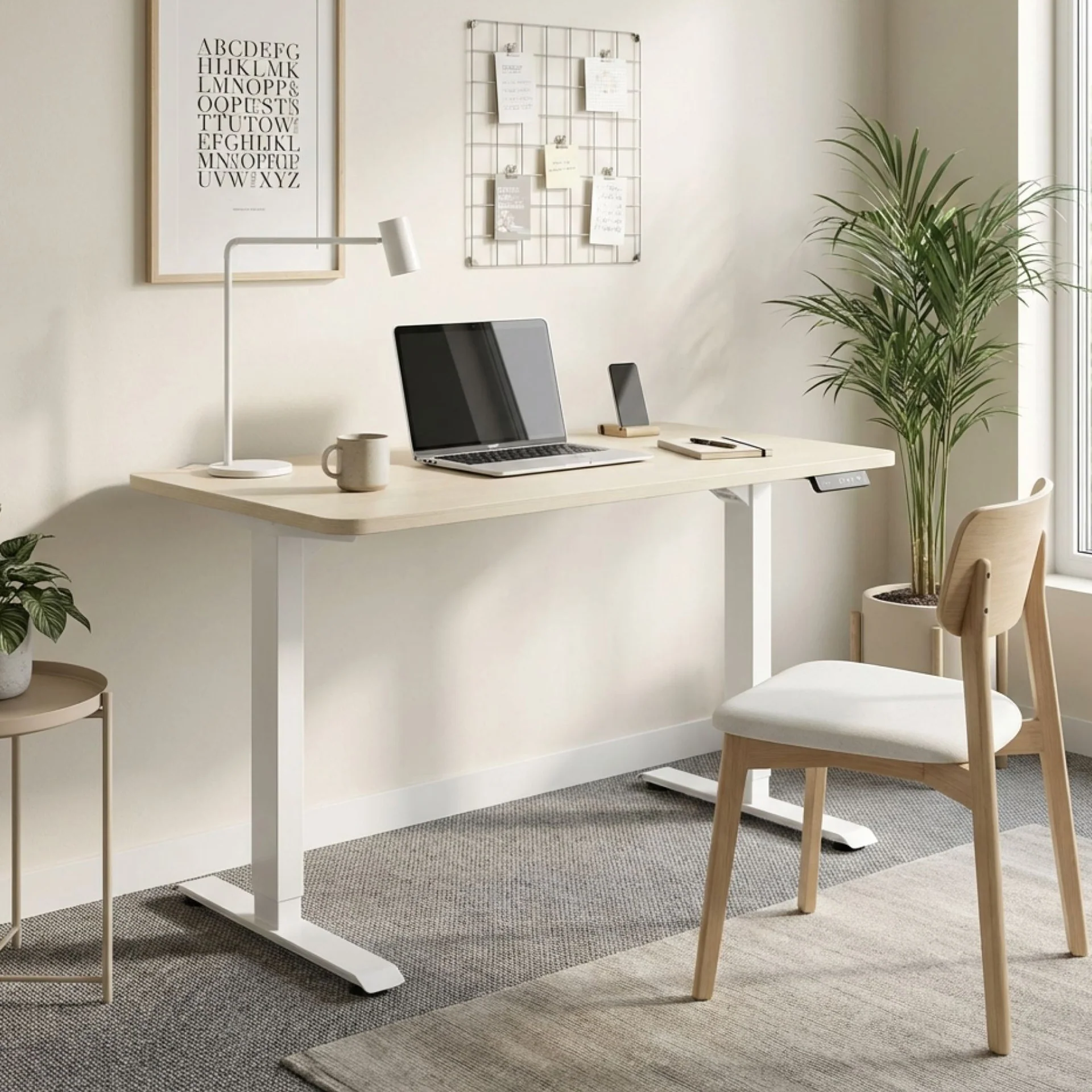 Bennie 120cm Dual Motor Electric Standing Desk - Beige - Image 4