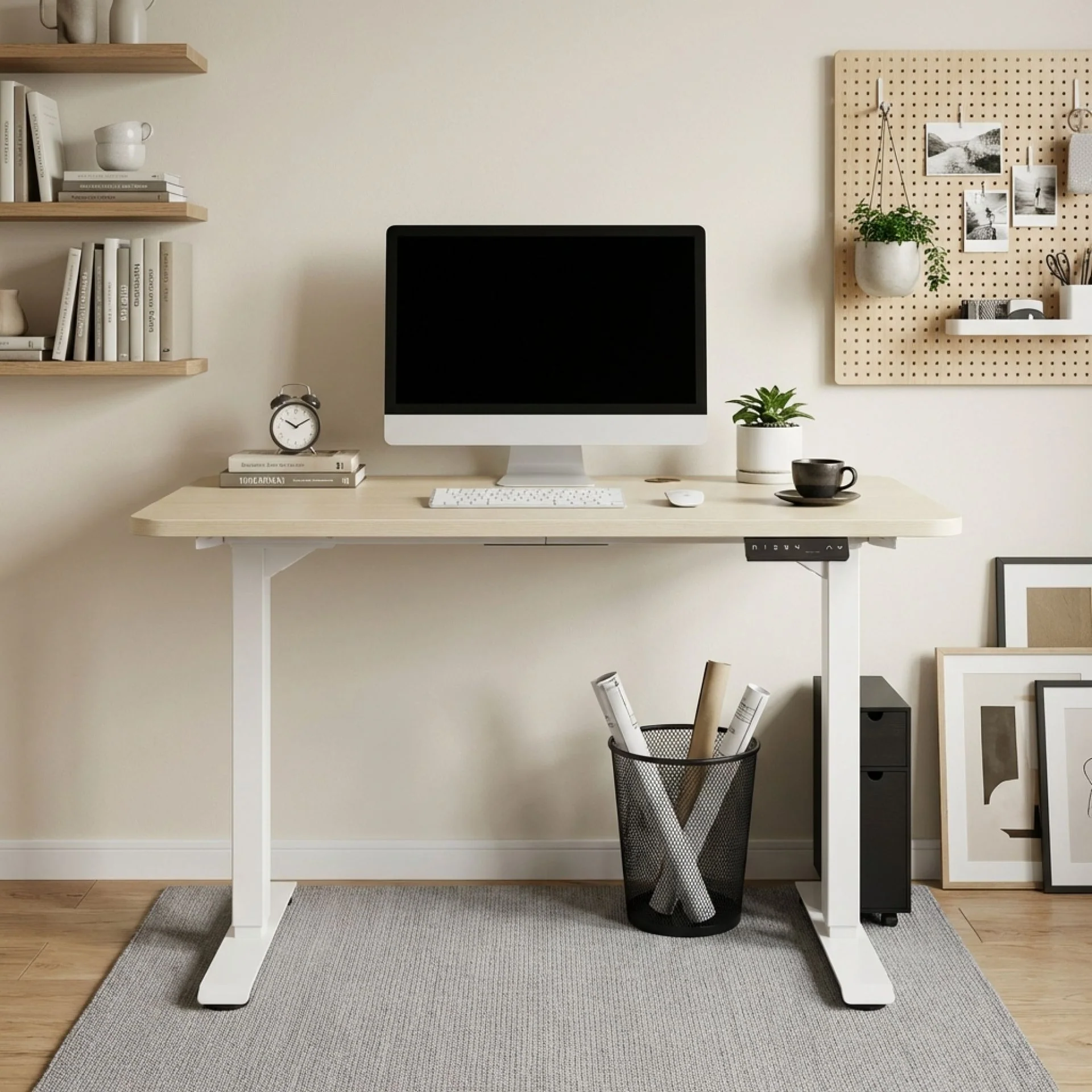 Bennie 120cm Dual Motor Electric Standing Desk - Beige - Image 5
