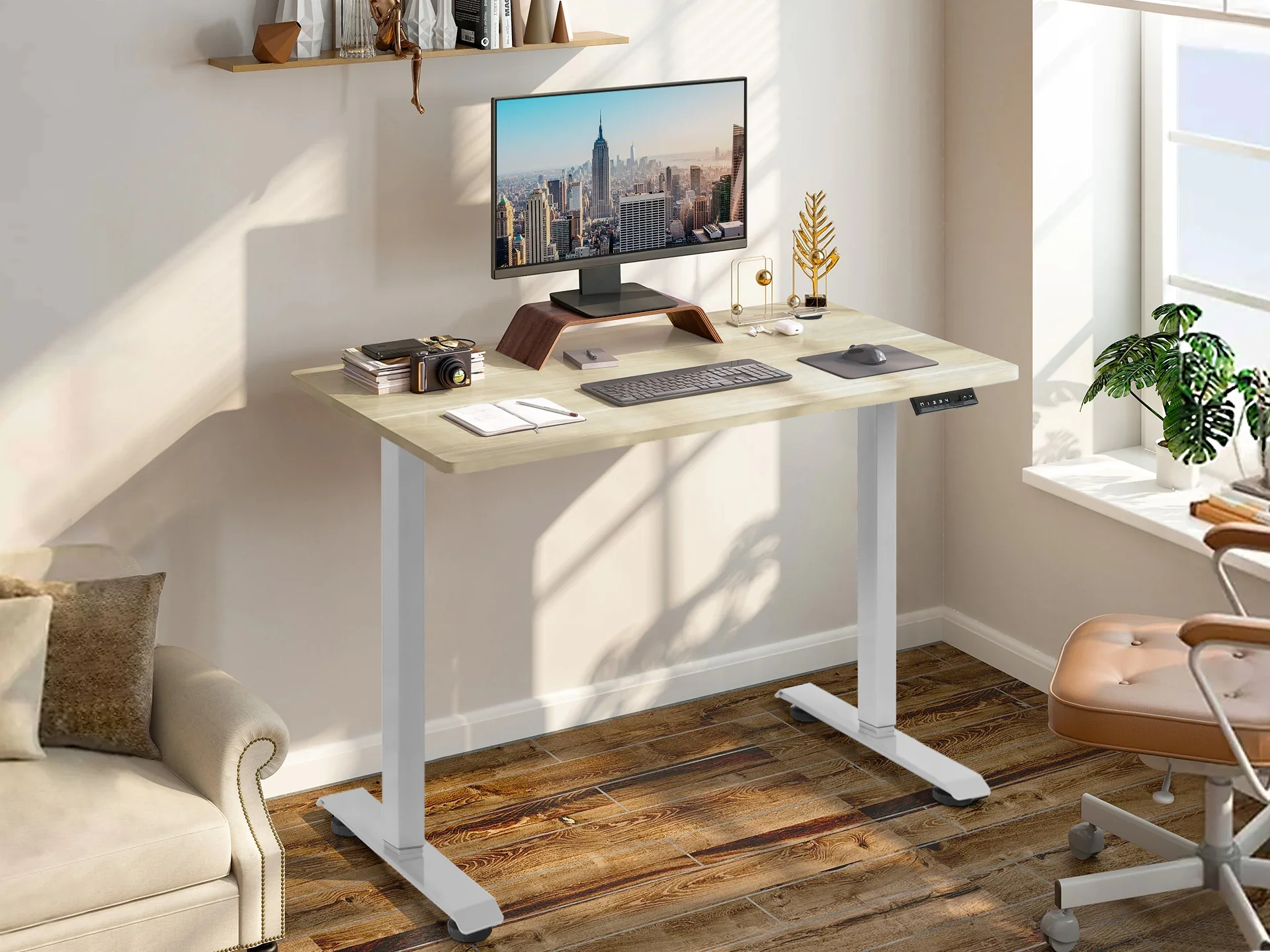 BENNIE 120CM Dual Motor Electric Standing Desk - BEIGE - Image 2