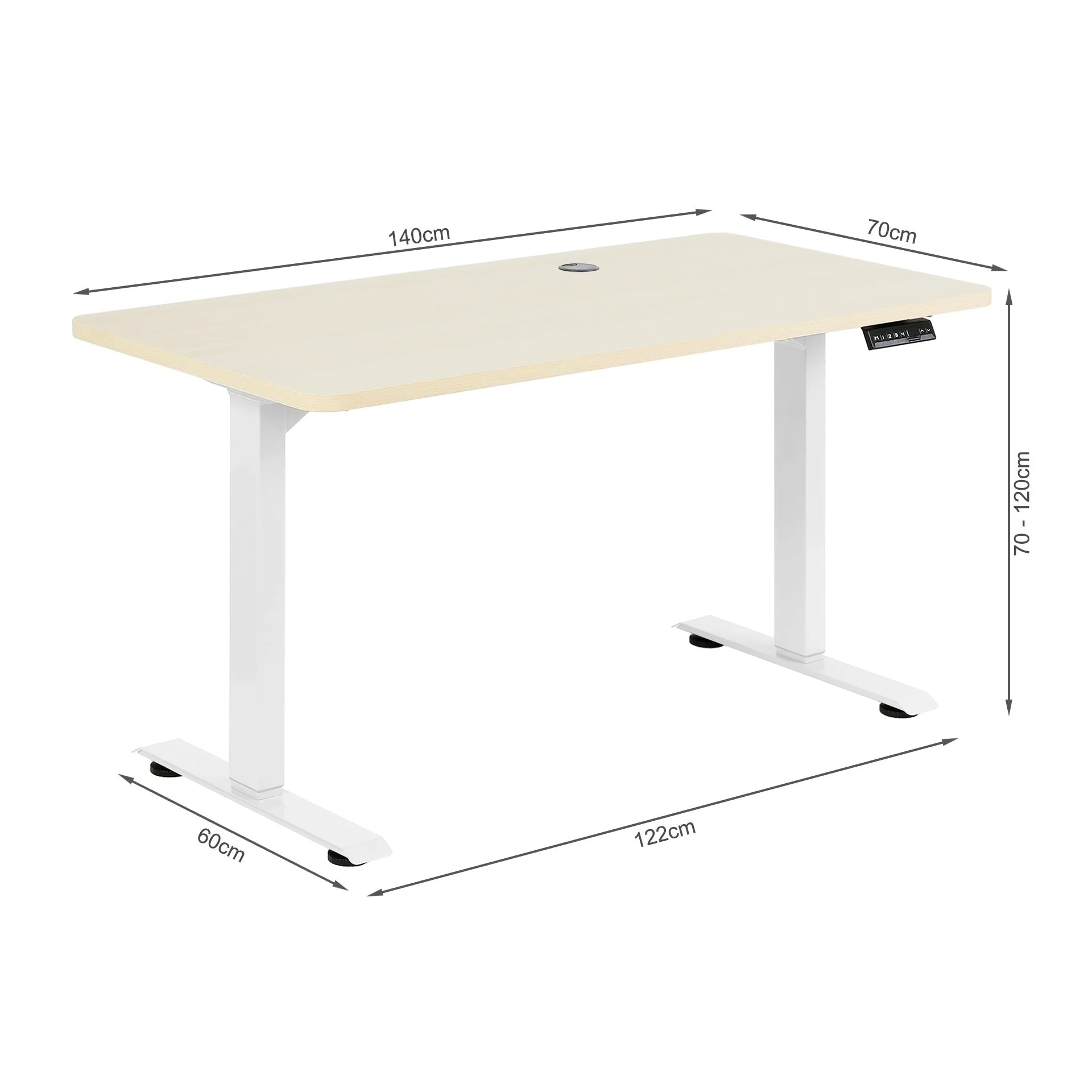 Bennie 140cm Dual Motor Electric Standing Desk - Beige - Image 8