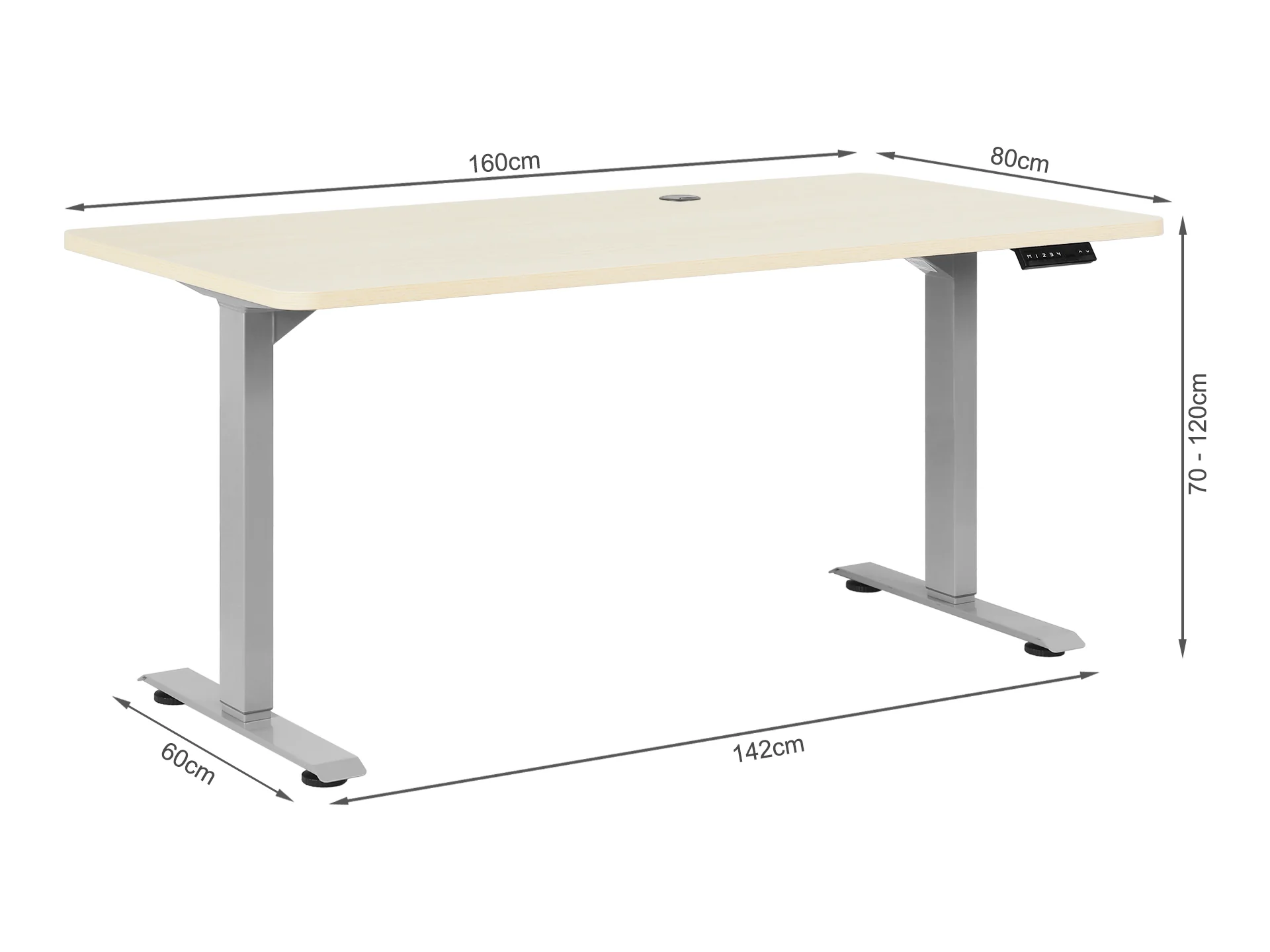 BENNIE 160CM Dual Motor Electric Standing Desk - Beige - Image 11