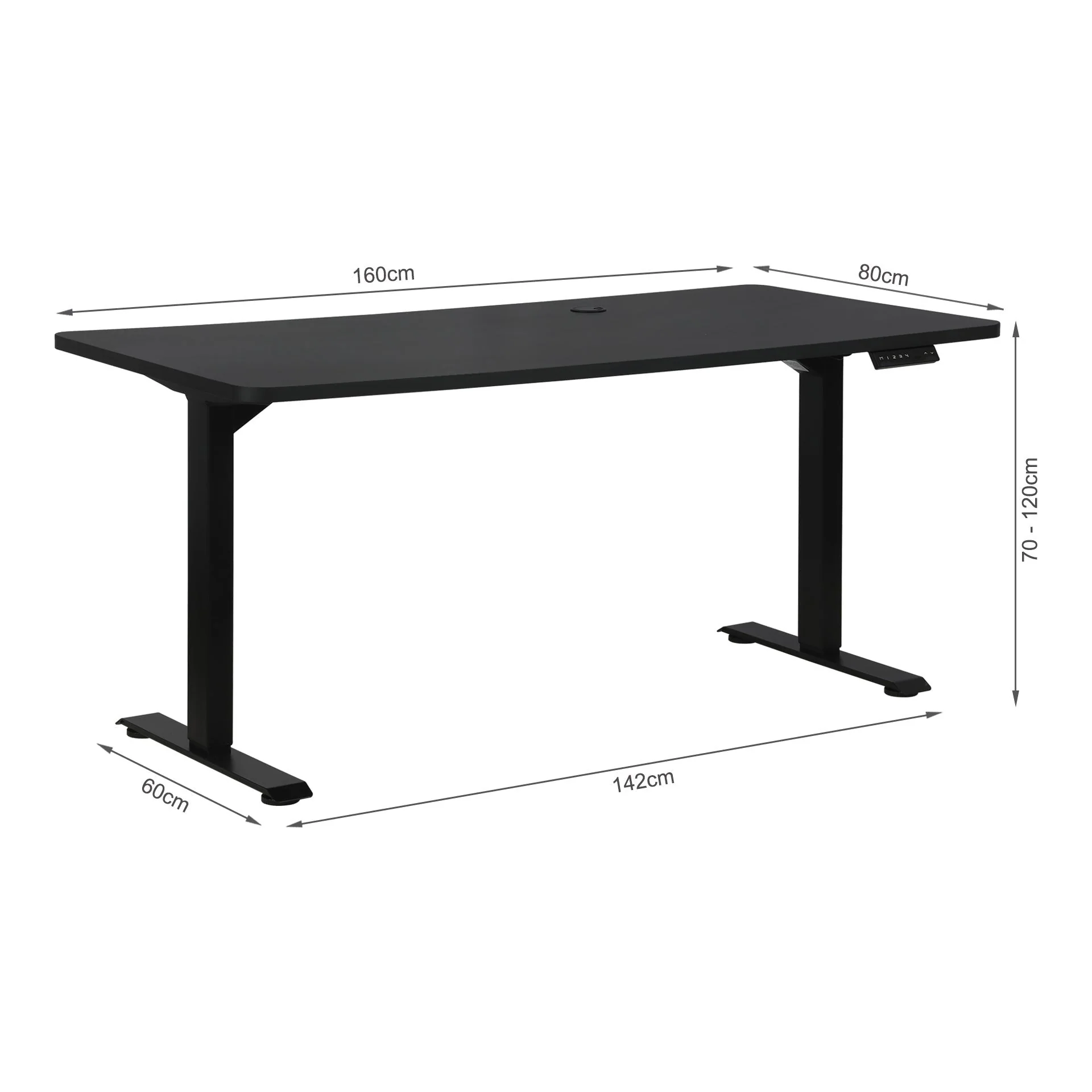 Bennie 160cm Dual Motor Electric Standing Desk - Black - Image 10
