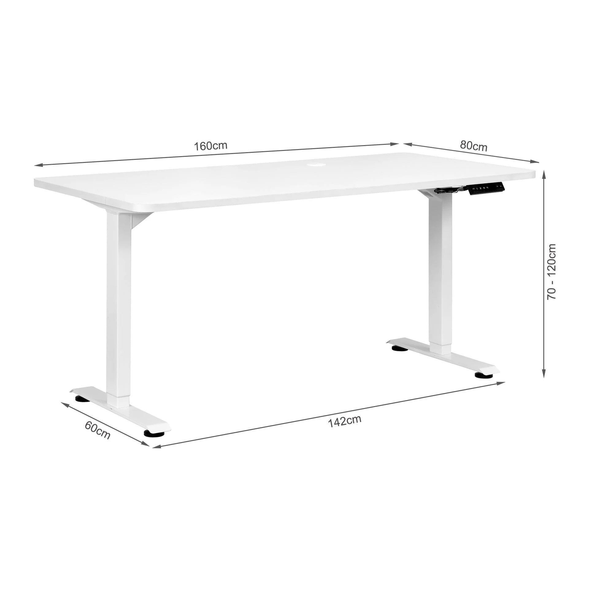 Bennie 160cm Dual Motor Electric Standing Desk - White - Image 13