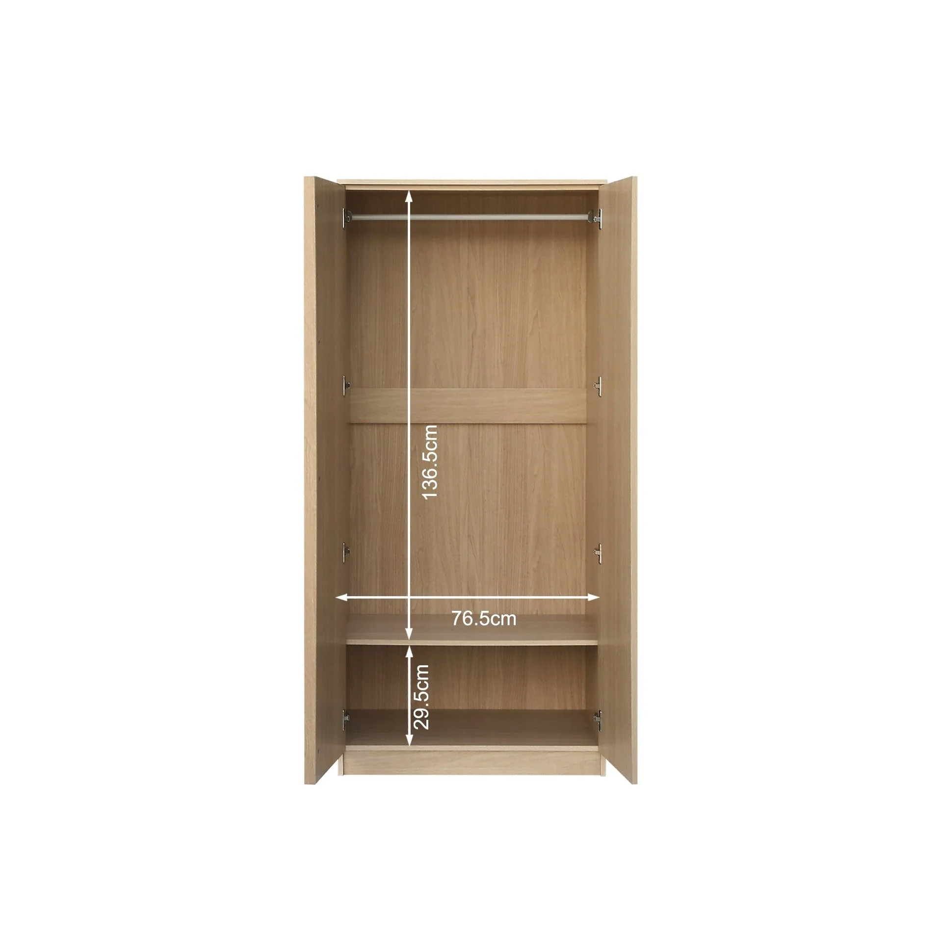 Benny 2 Door Wardrobe - Light Teak - Image 13