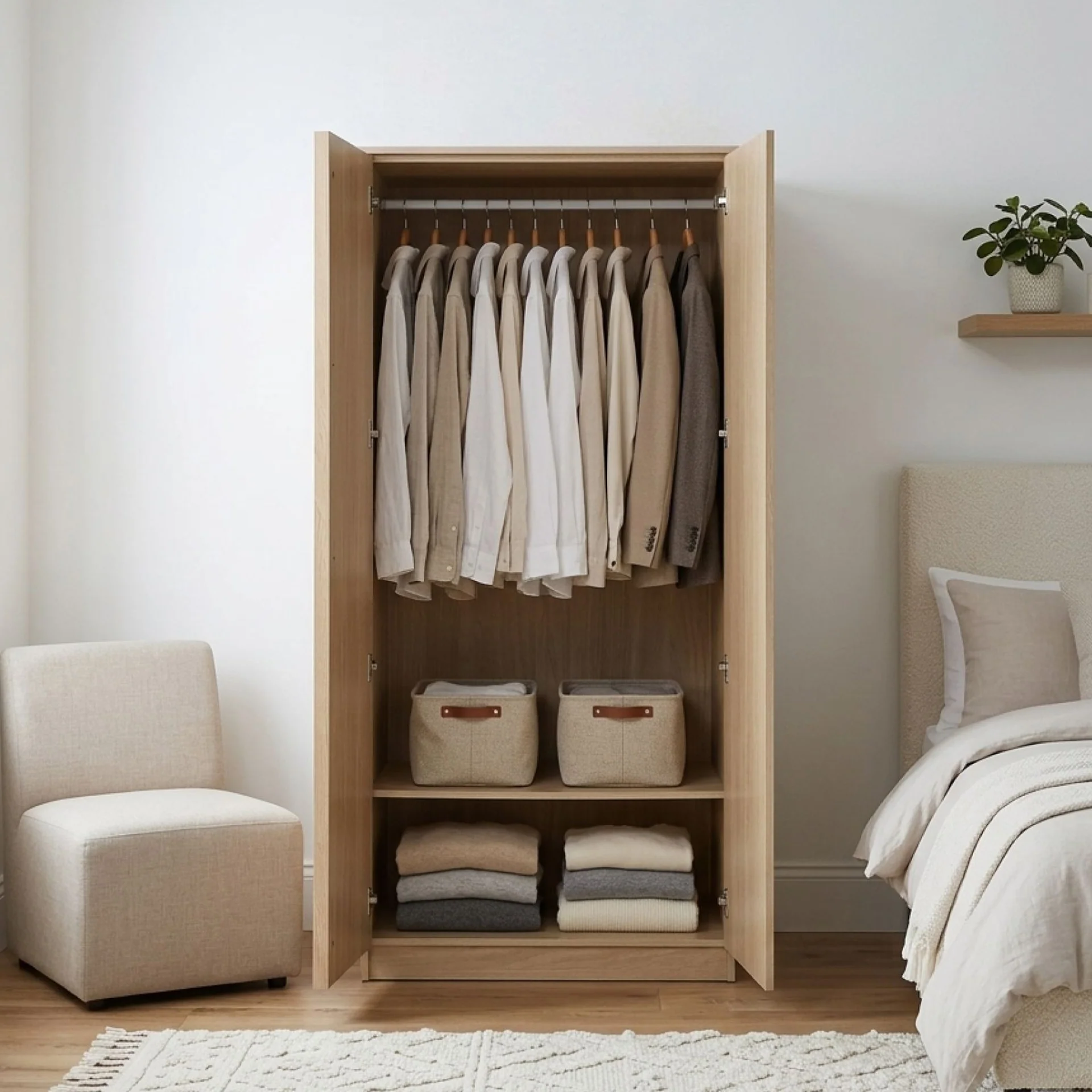 Benny 2 Door Wardrobe - Light Teak - Image 5
