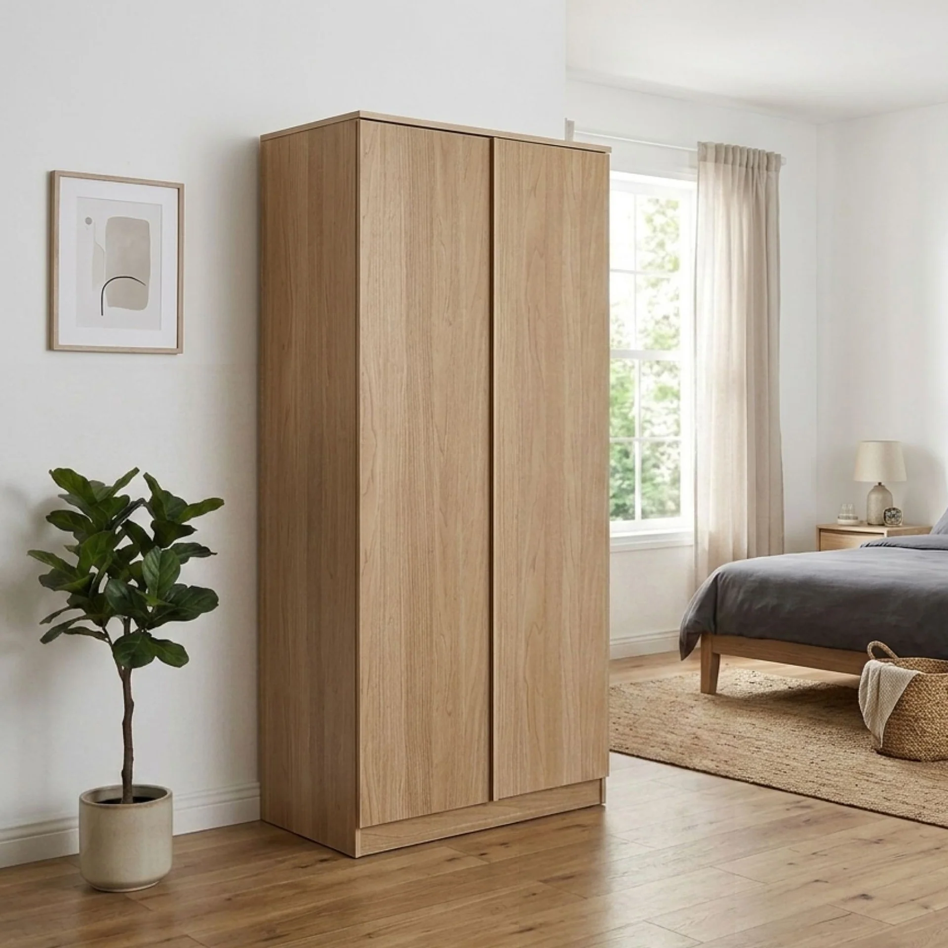 Benny 2 Door Wardrobe - Light Teak - Image 6