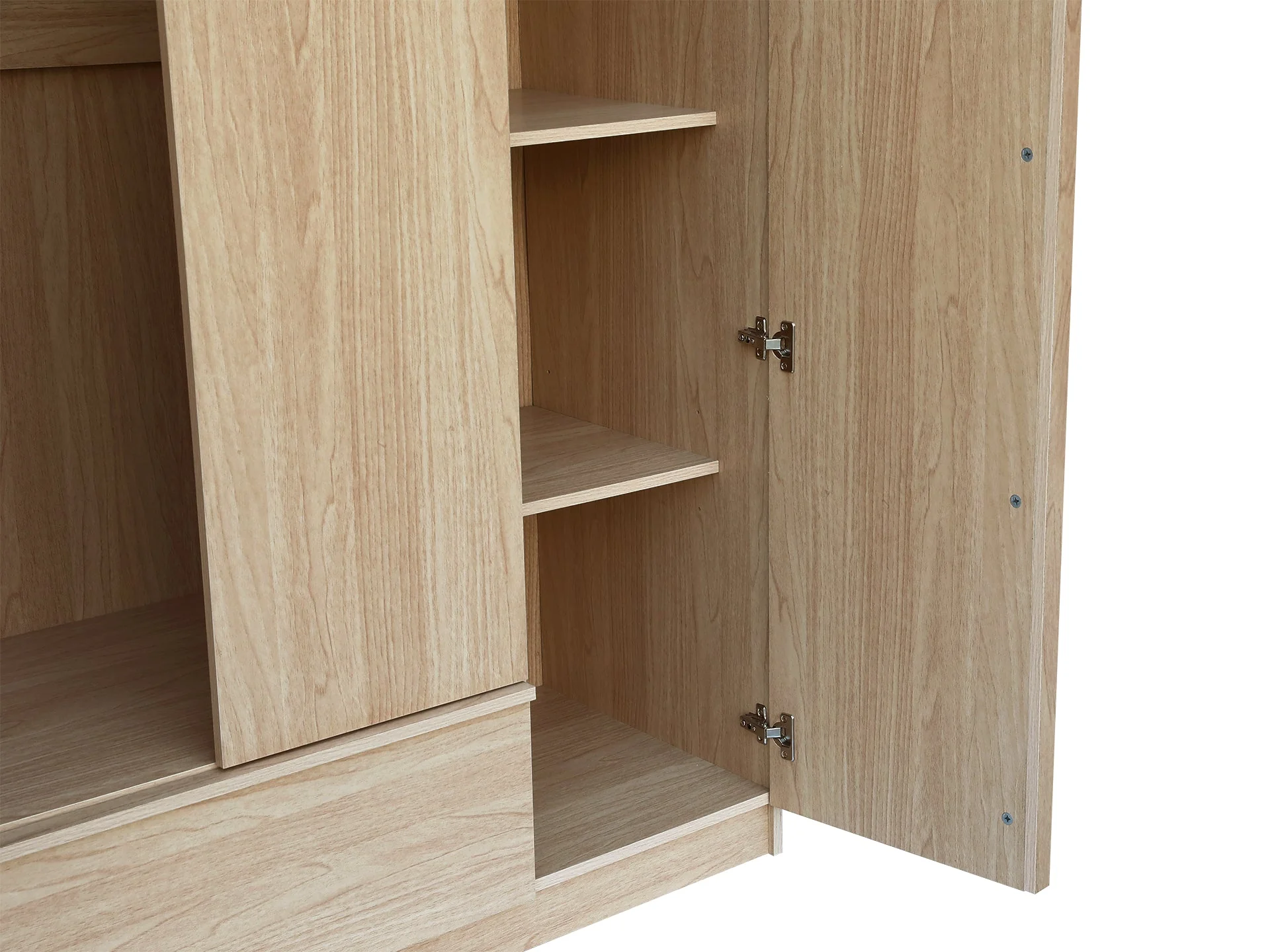 Benny 3 Door Wardrobe with Drawer - Light Teak - Image 8