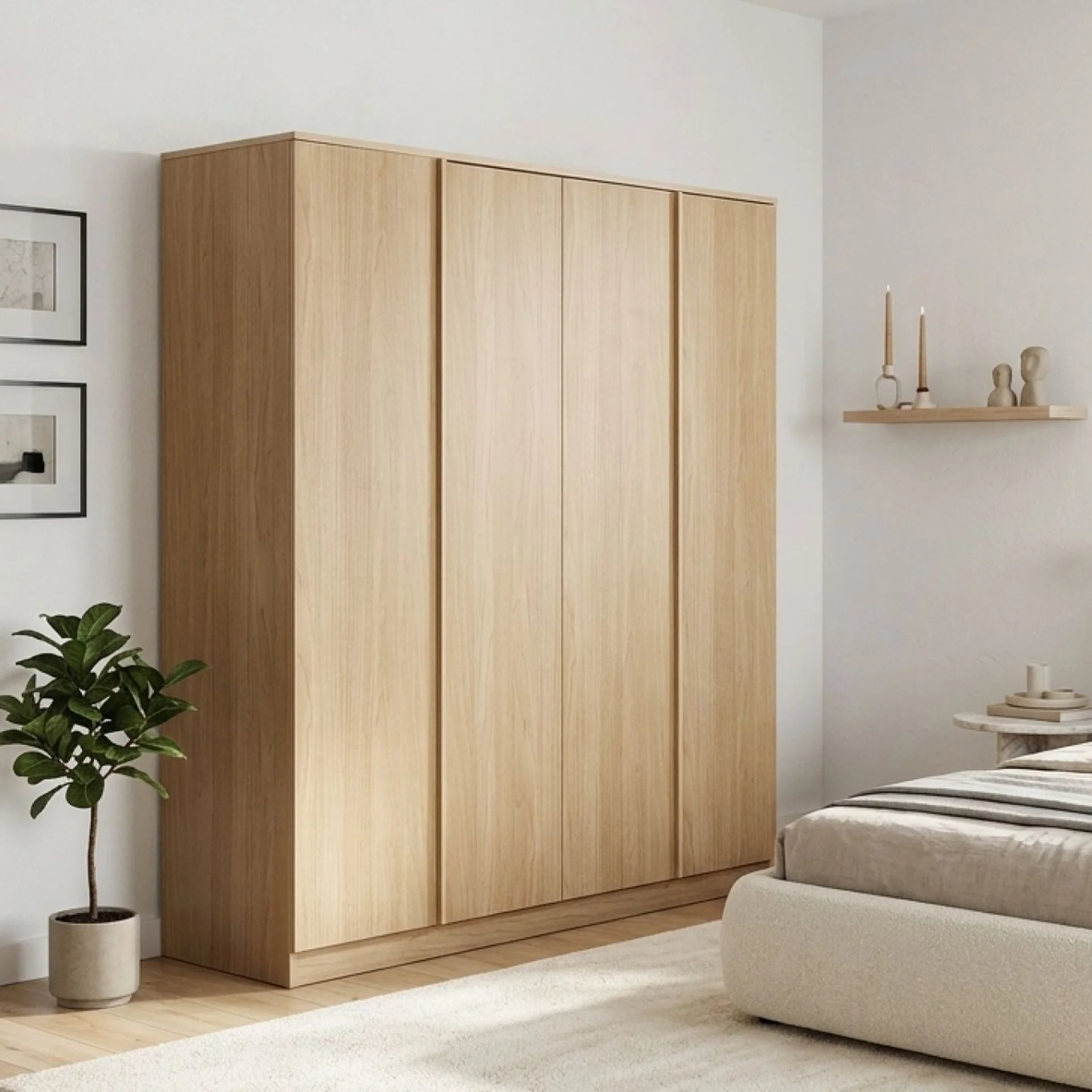 Benny 4 Door Wardrobe - Light Teak - Image 3