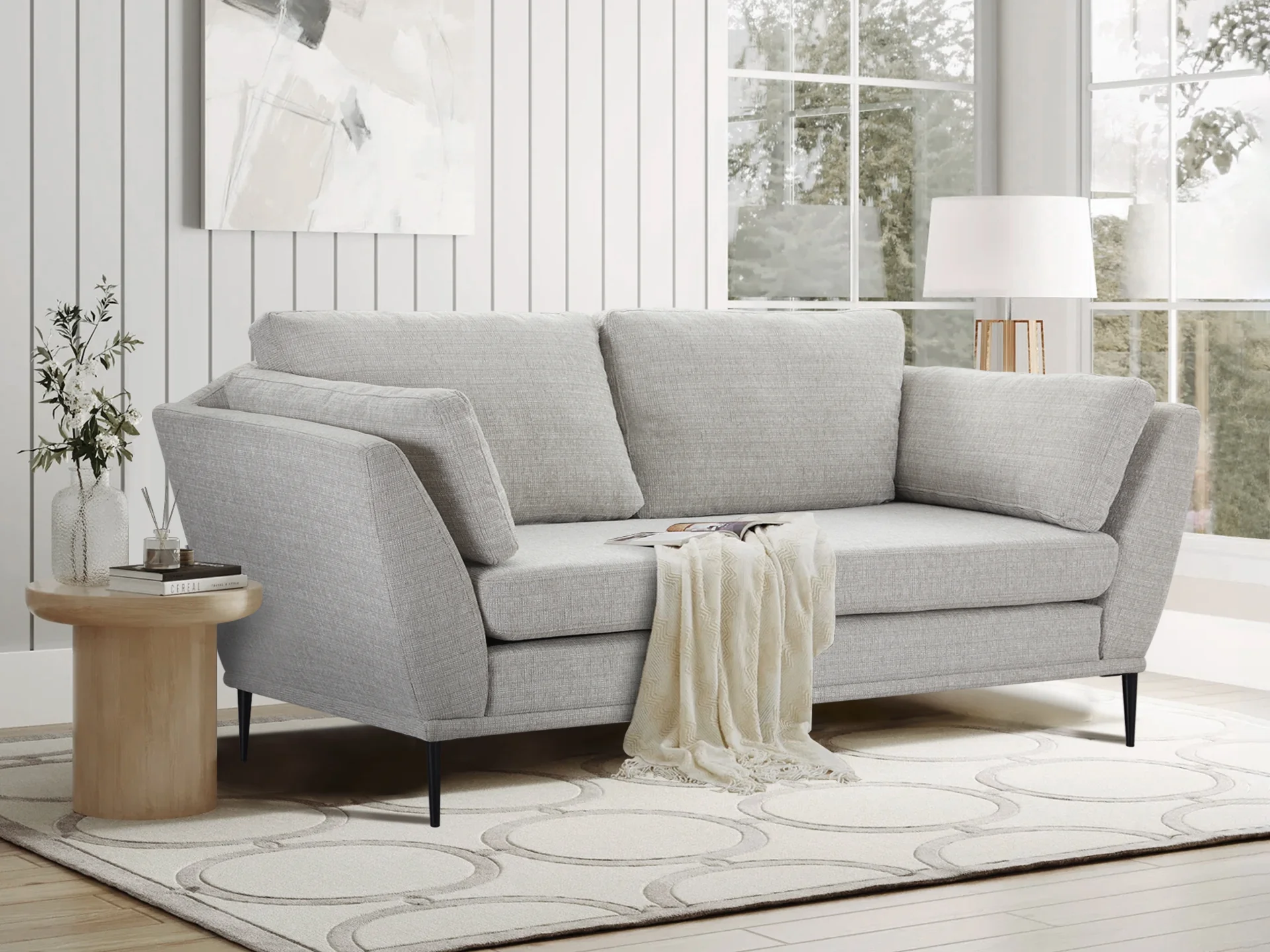 Berlin 3 Seater Sofa - Light Grey - Image 2