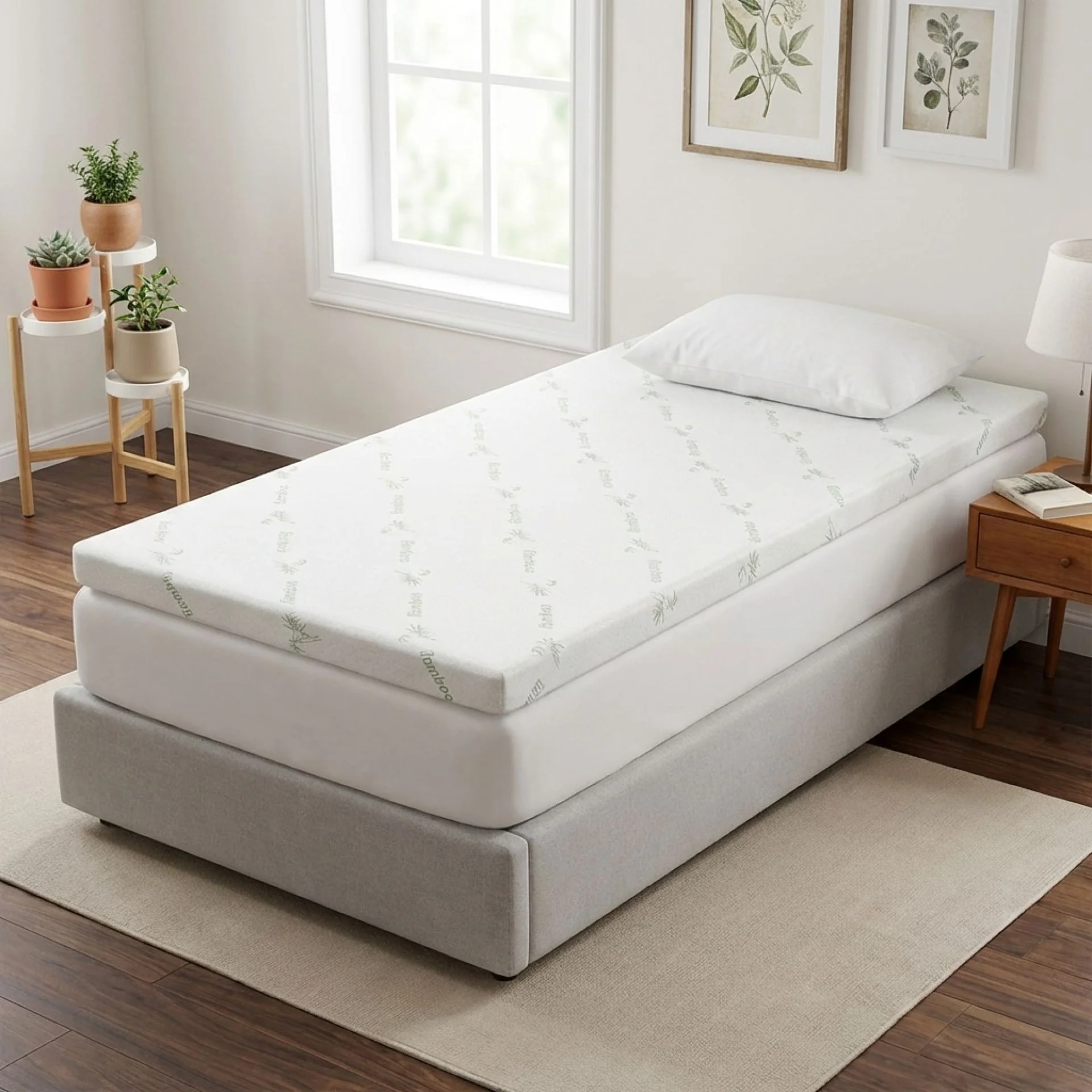 Comfort Plush Gel Memory Foam Mattress Topper - King Single