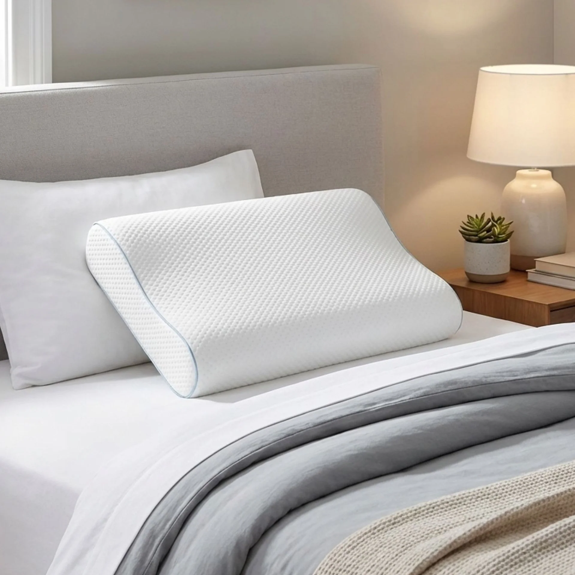 Neck Ease Memory Foam Neck Support Contour Pillow 60cm x 40cm x 12cm