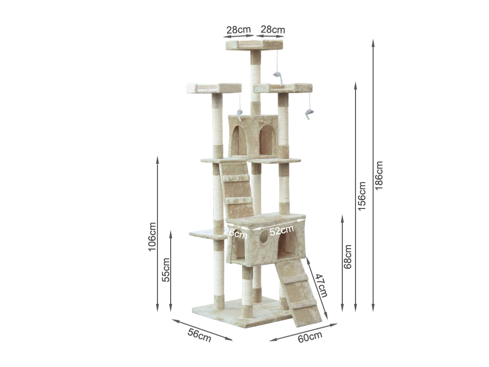BINGO Cat Tree House 185cm 7 Levels - BEIGE - Image 9